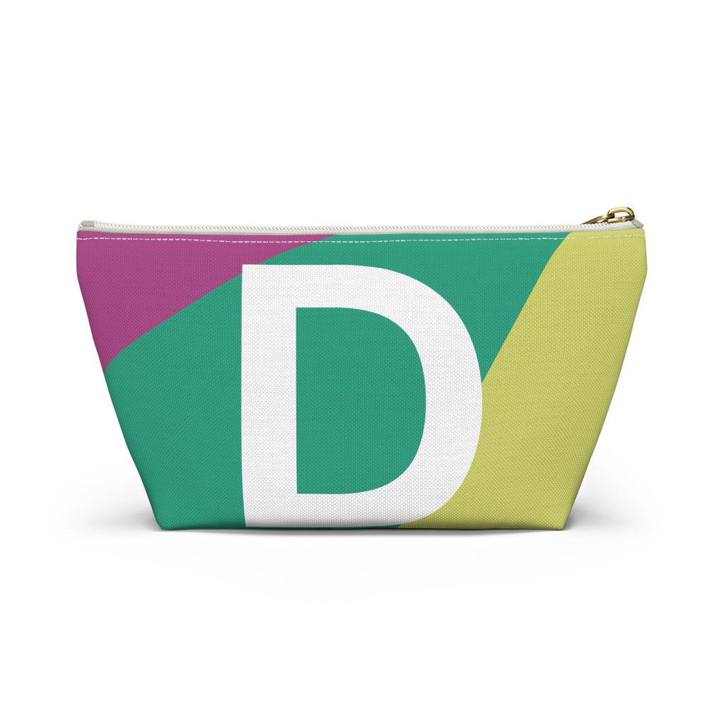 Initials Colorblock Accessory Pouch — Monogram D T-Bottom Cosmetic Bag