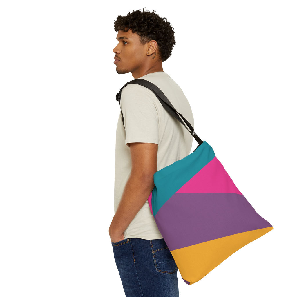 Colorblock Geometric Tote Bag — Adjustable Strap, Bright Abstract Pattern