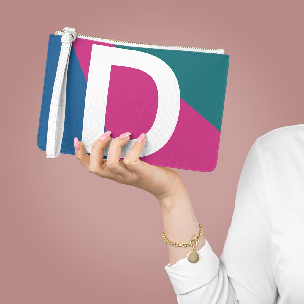 Monogram 'D' Colorblock Clutch Bag — Bold Geometric Wristlet for Everyday & Gifts