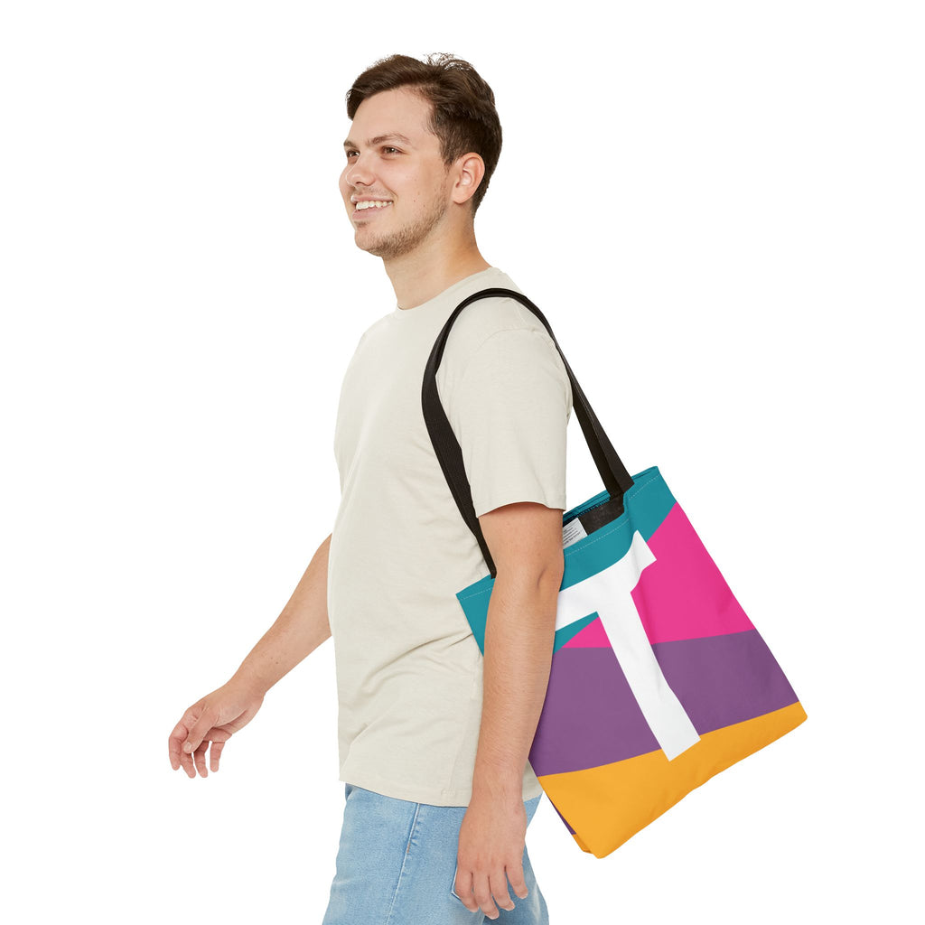 Monogram 'T' Colorblock Tote Bag — Personalized Initial T Shoulder Tote