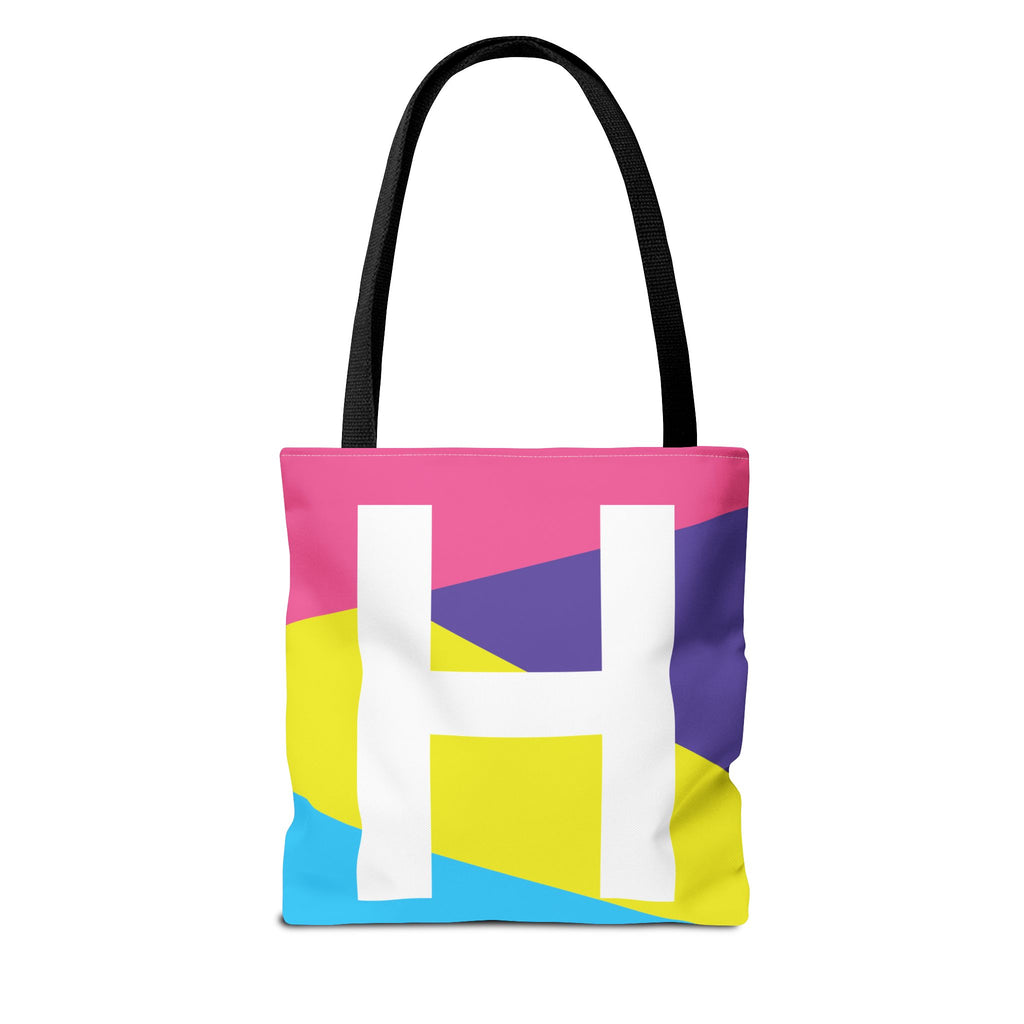 Monogram 'H' Colorblock Tote Bag — Personalized Initial H Shoulder Tote