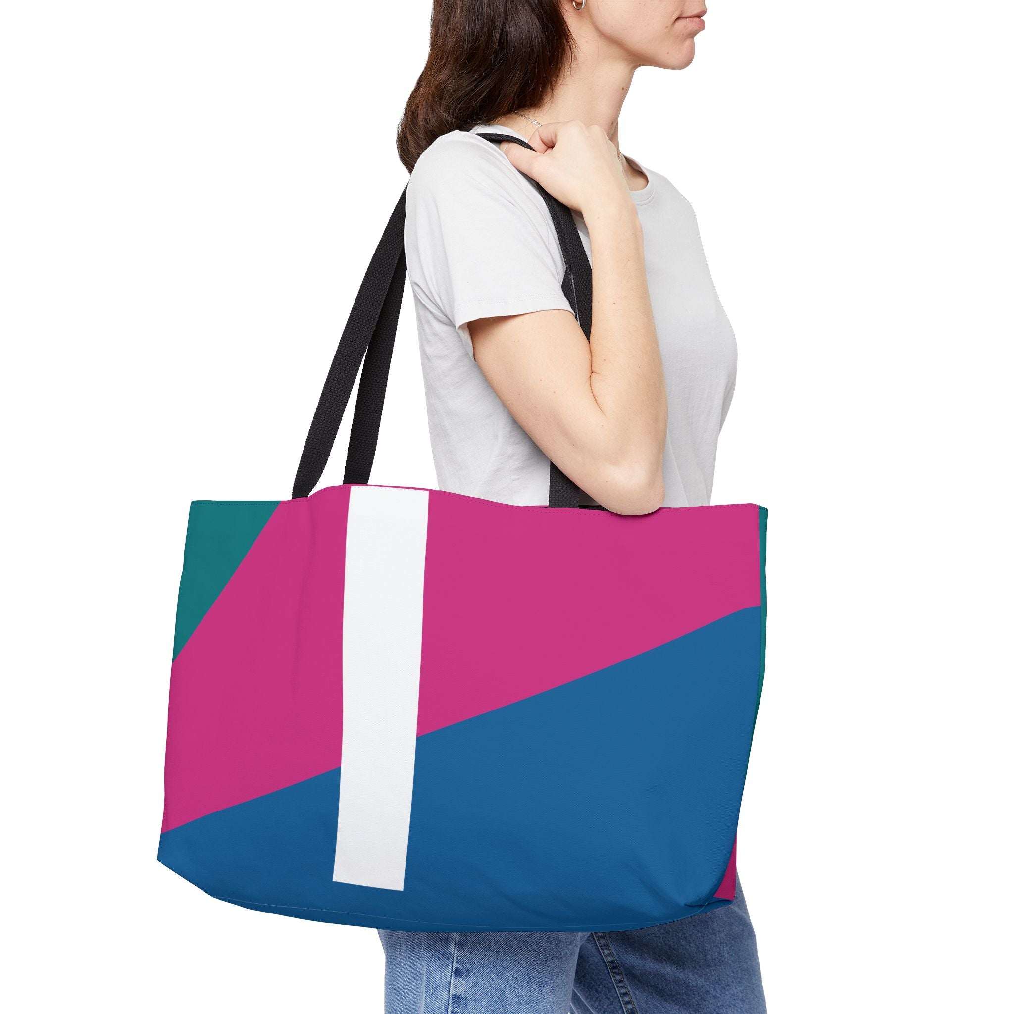 Personalized 'I' Colorblock Tote Bag — Monogram Weekender Tote