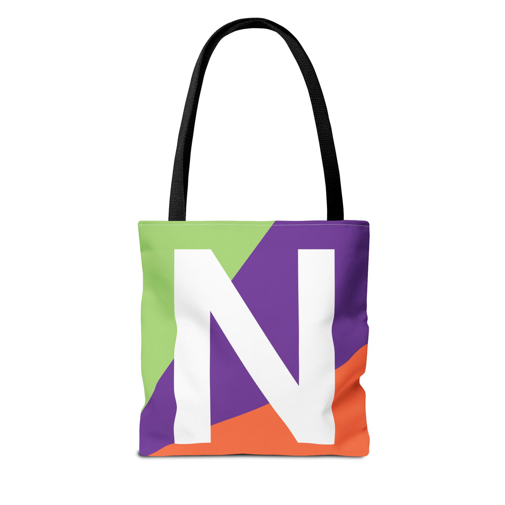 Monogram 'N' Colorblock Tote Bag — Personalized Initial N Shoulder Tote