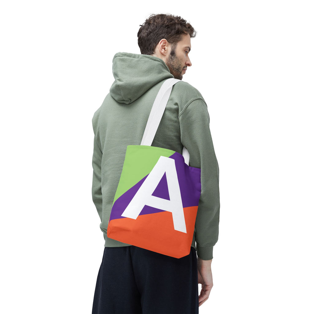 Monogram 'A' Colorblock Tote Bag — Personalized Initial A Shoulder Tote