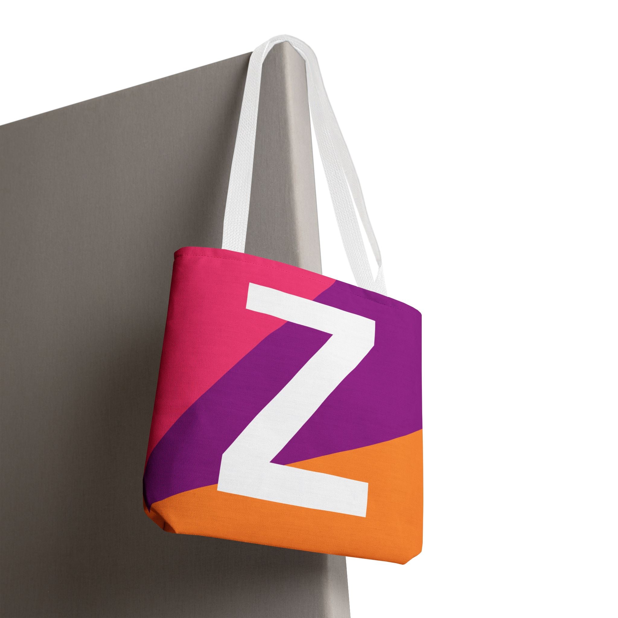 Monogram 'Z' Colorblock Tote Bag — Personalized Initial Z Shoulder Tote