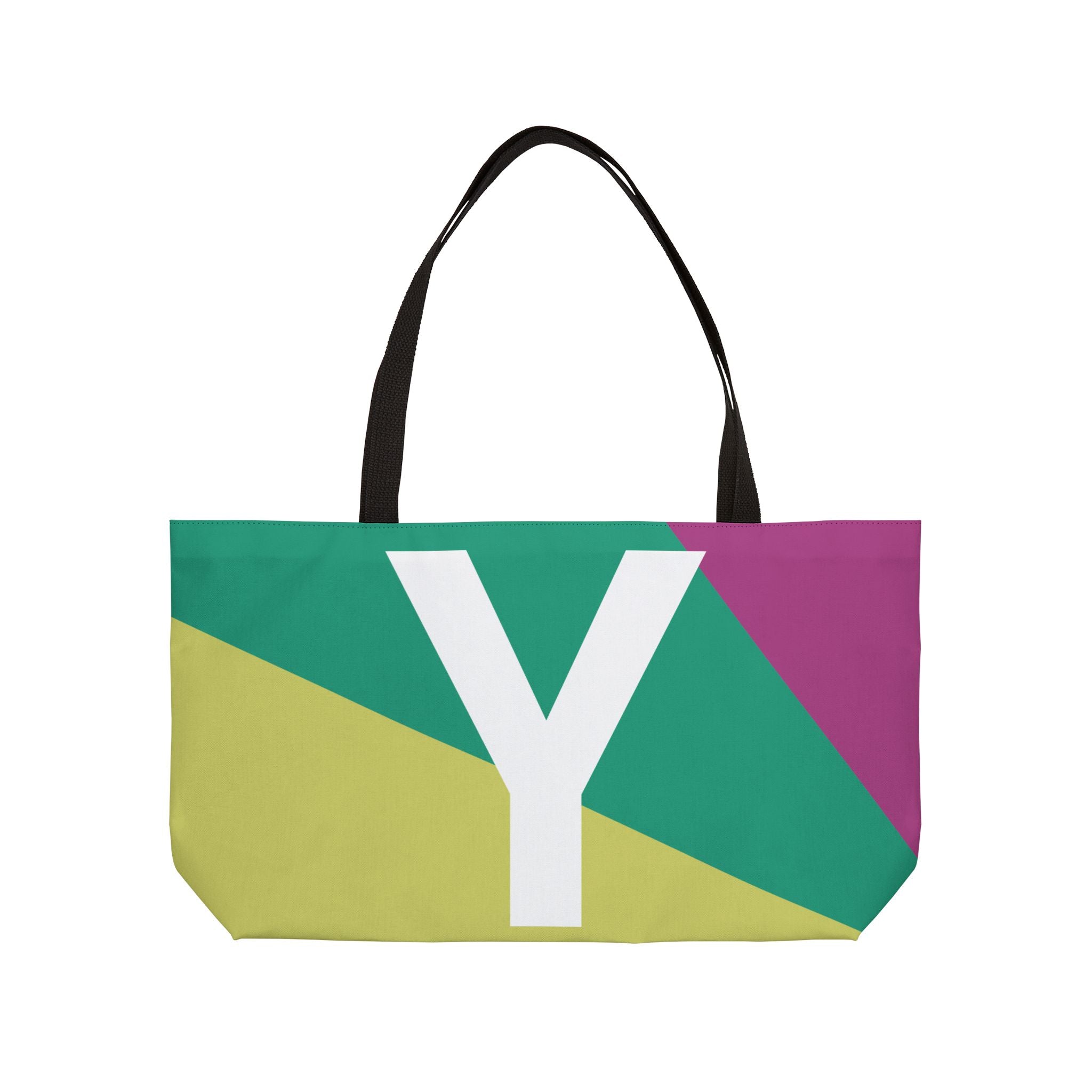 Personalized 'Y' Colorblock Tote Bag — Monogram Weekender Tote