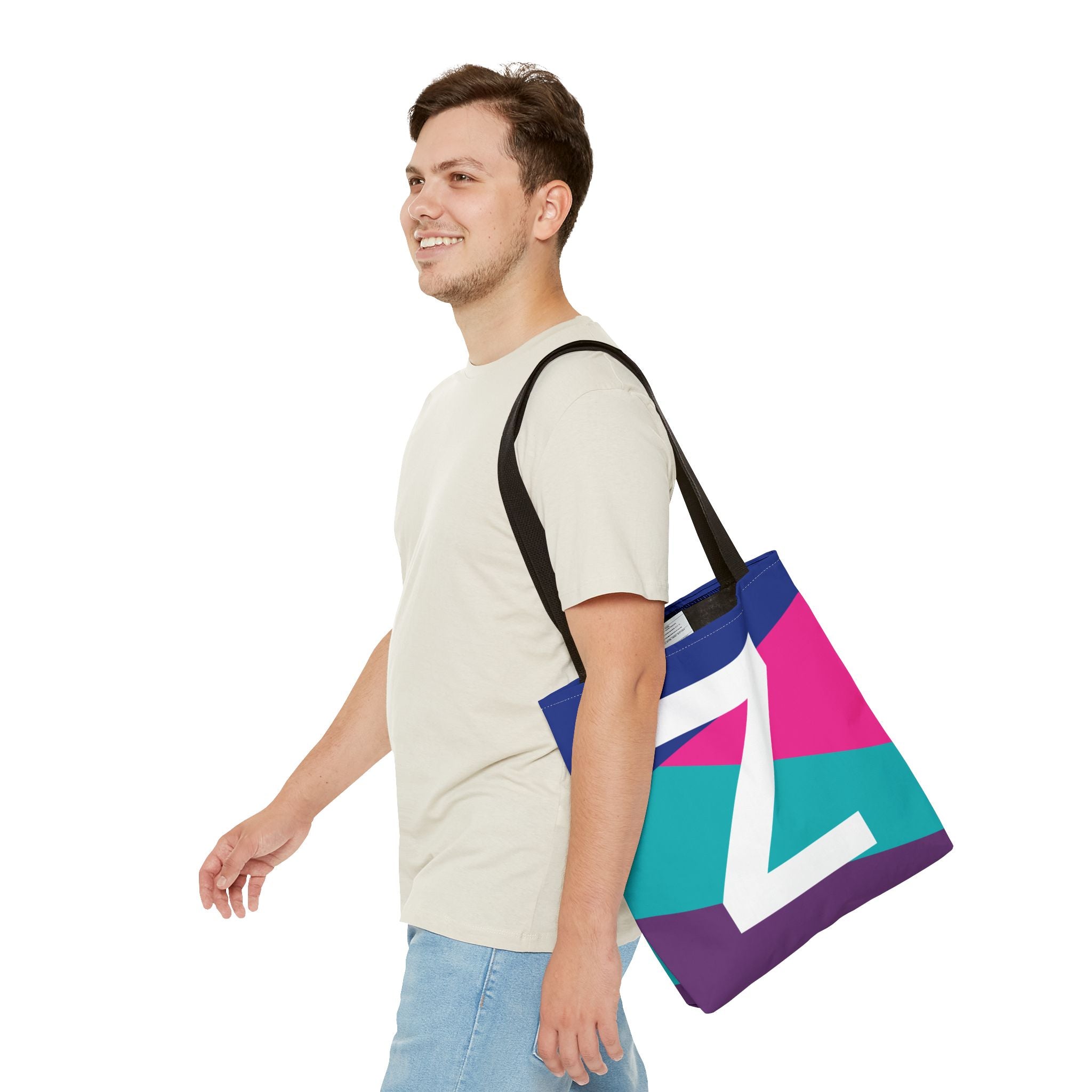 Monogram 'Z' Colorblock Tote Bag — Personalized Initial Z Shoulder Tote