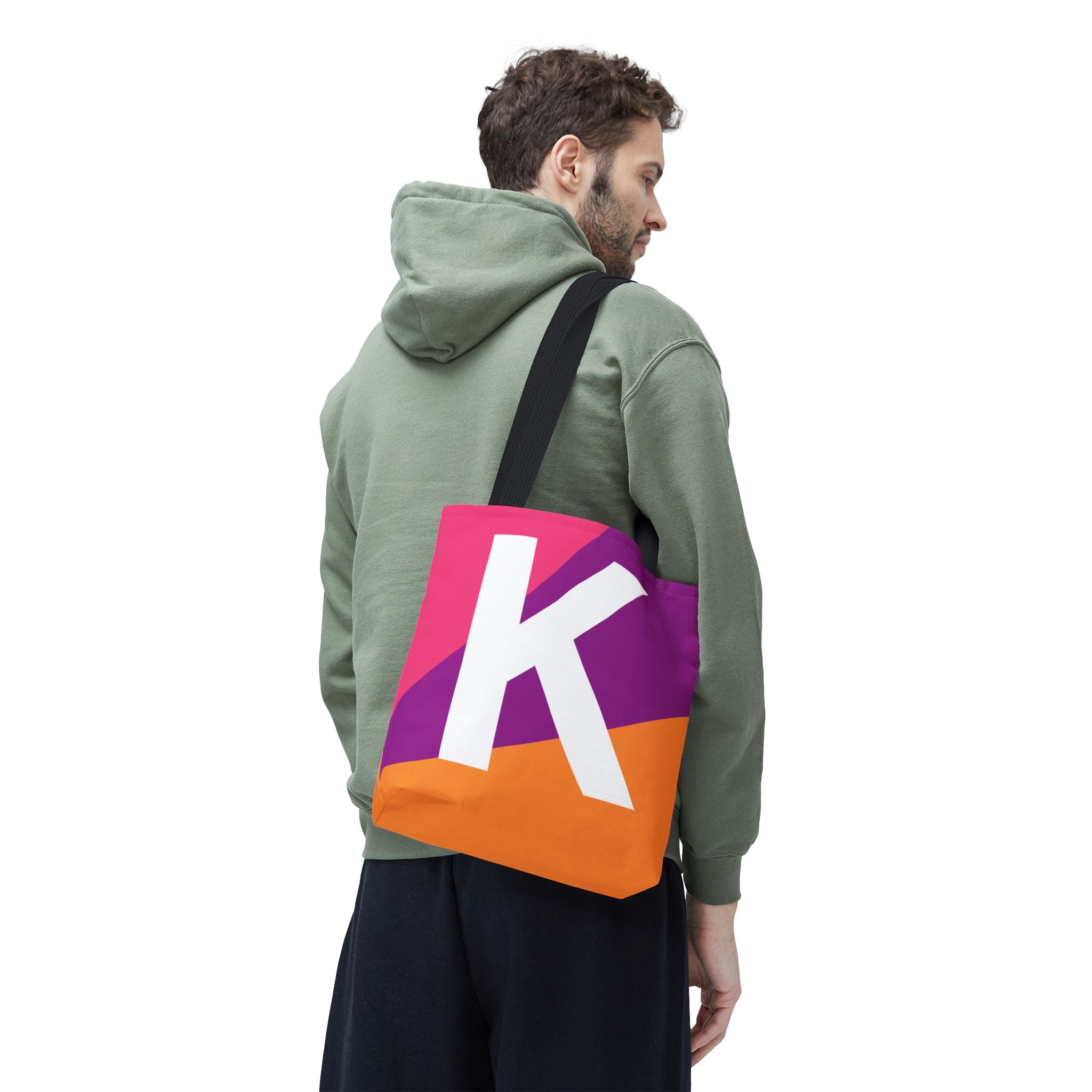 Monogram 'K' Colorblock Tote Bag — Personalized Initial K Shoulder Tote