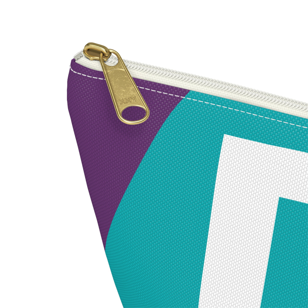 Initials Colorblock Accessory Pouch — Monogram D T-Bottom Cosmetic Bag