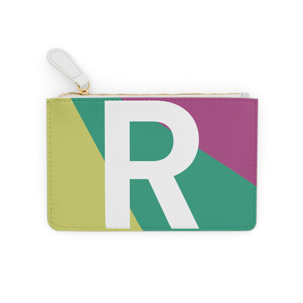 Initial R Mini Clutch — Colorblock Monogram Wristlet Wallet