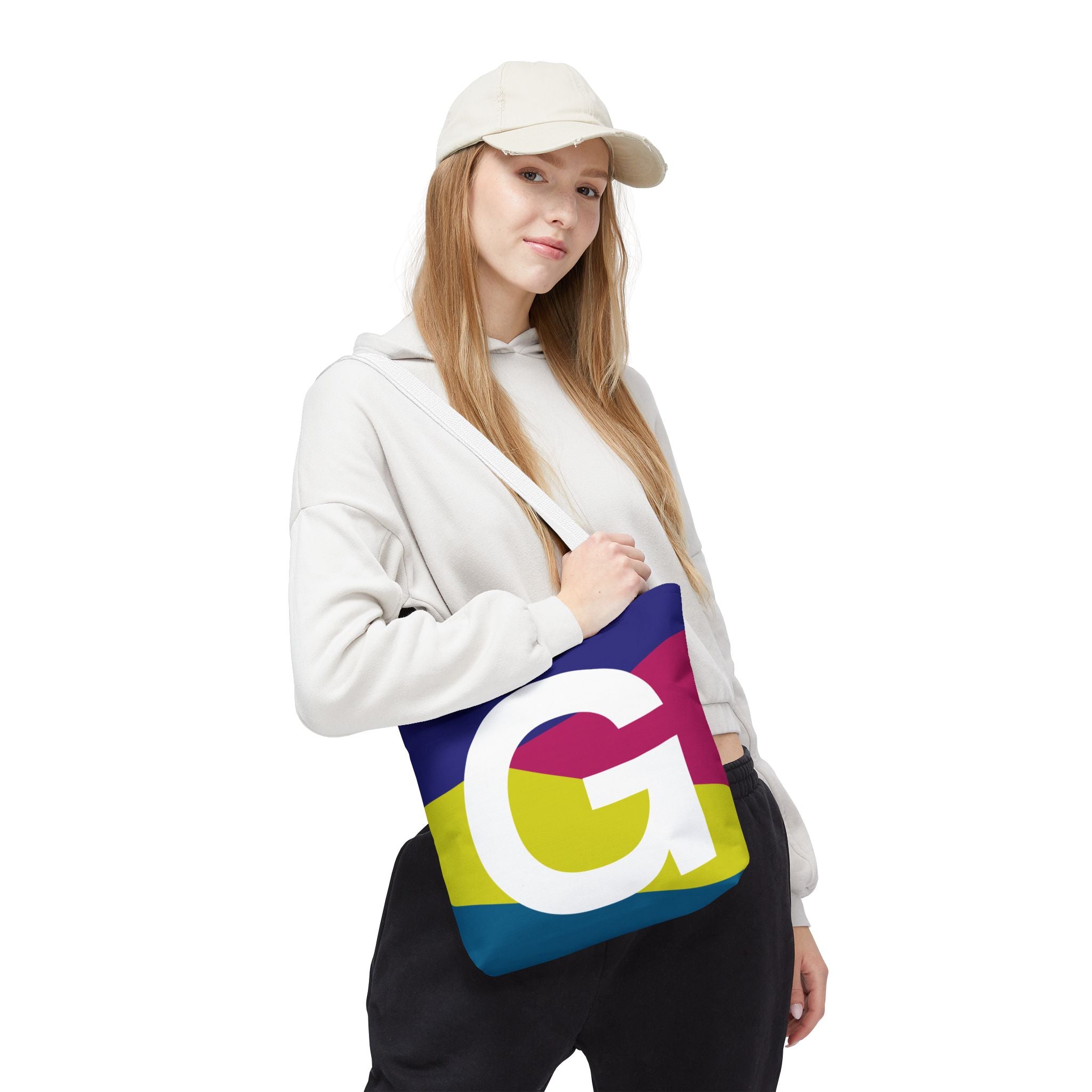 Monogram 'G' Colorblock Tote Bag — Personalized Initial G Shoulder Tote