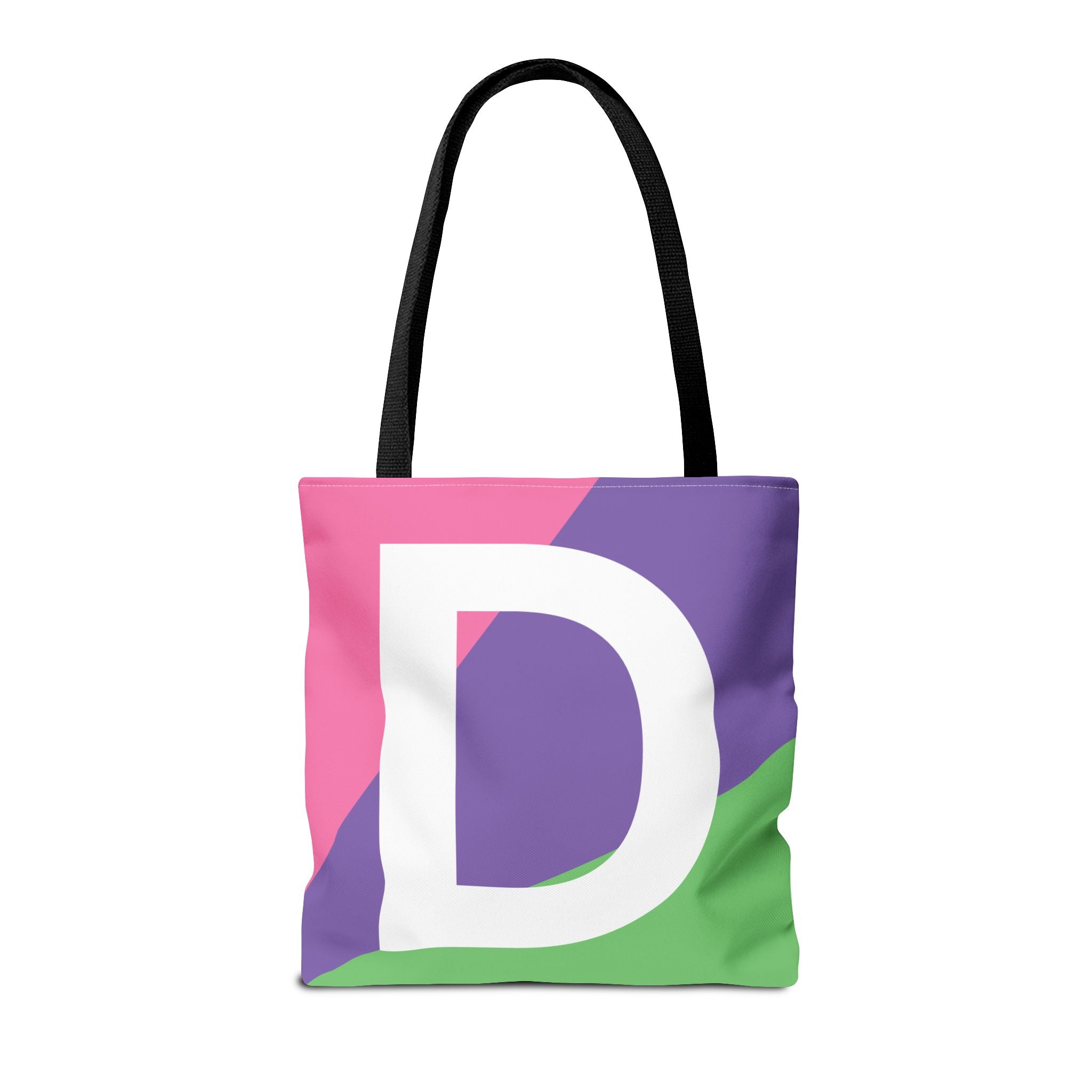 Monogram 'D' Colorblock Tote Bag — Personalized Initial D Shoulder Tote