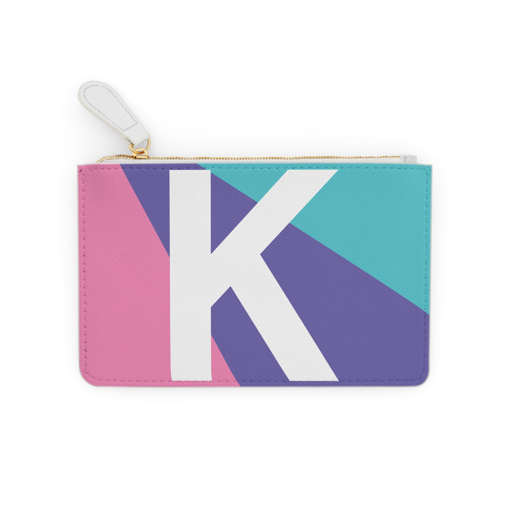 Initial K Mini Clutch — Colorblock Monogram Wristlet Wallet