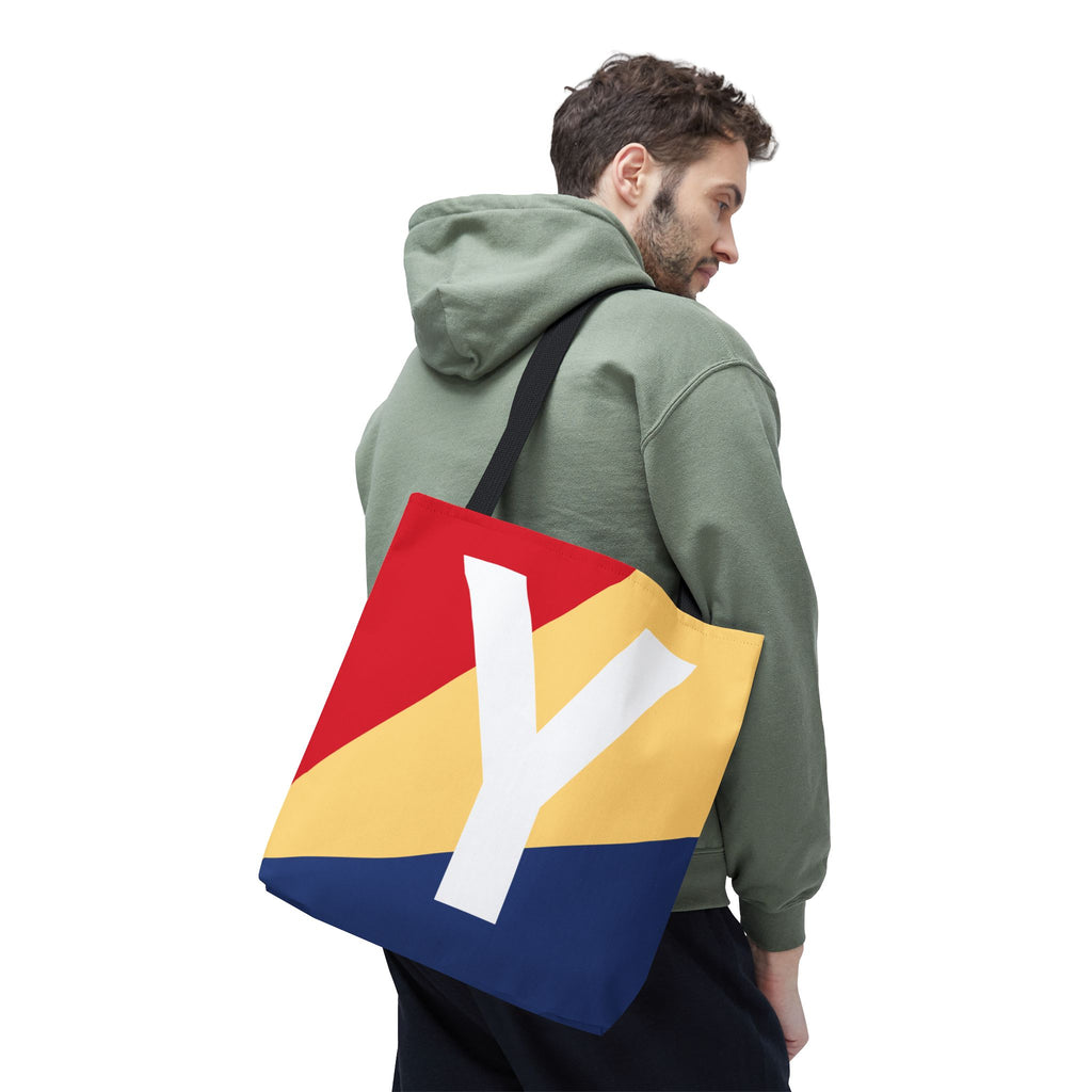 Monogram 'Y' Colorblock Tote Bag — Personalized Initial Y Shoulder Tote