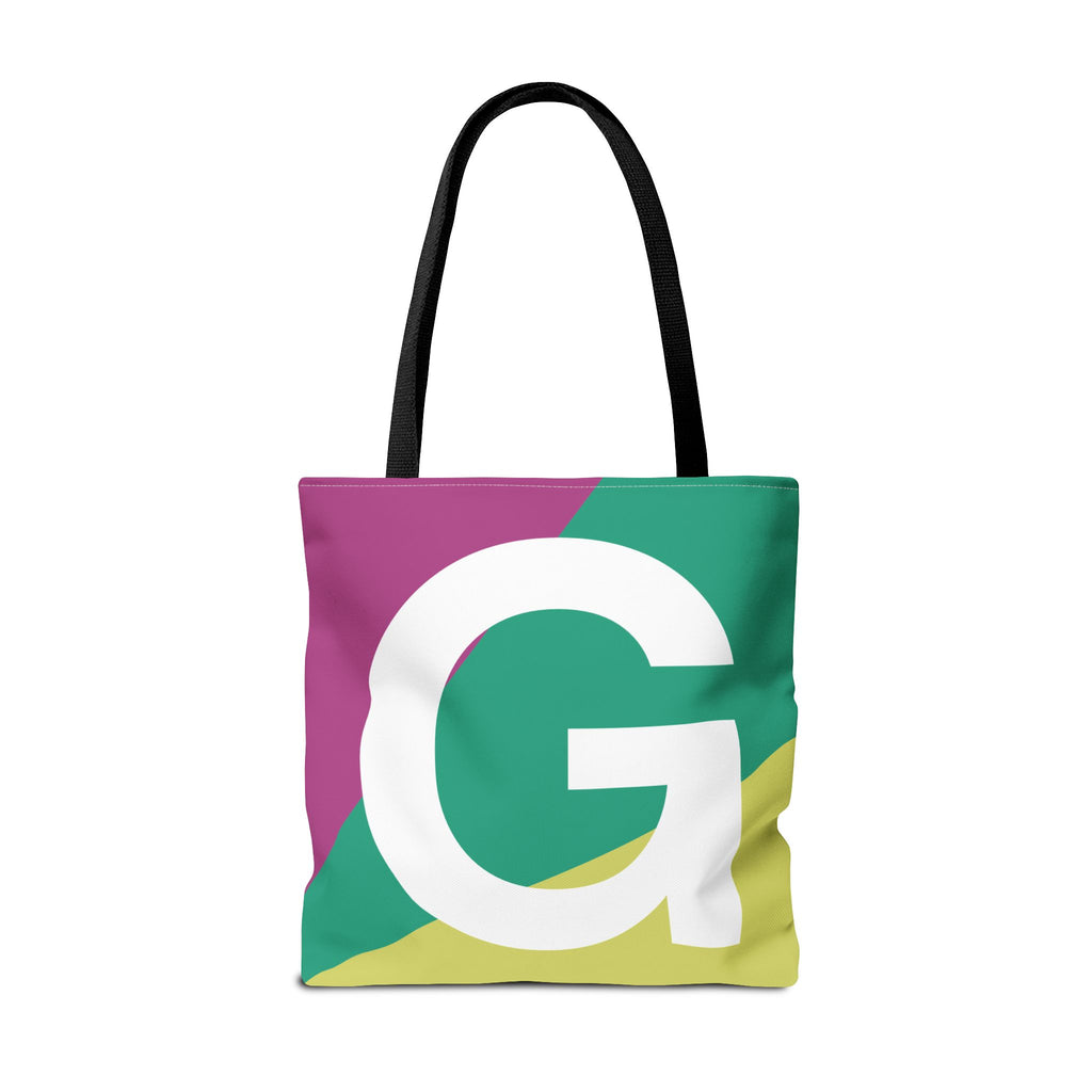 Monogram 'G' Colorblock Tote Bag — Personalized Initial G Shoulder Tote