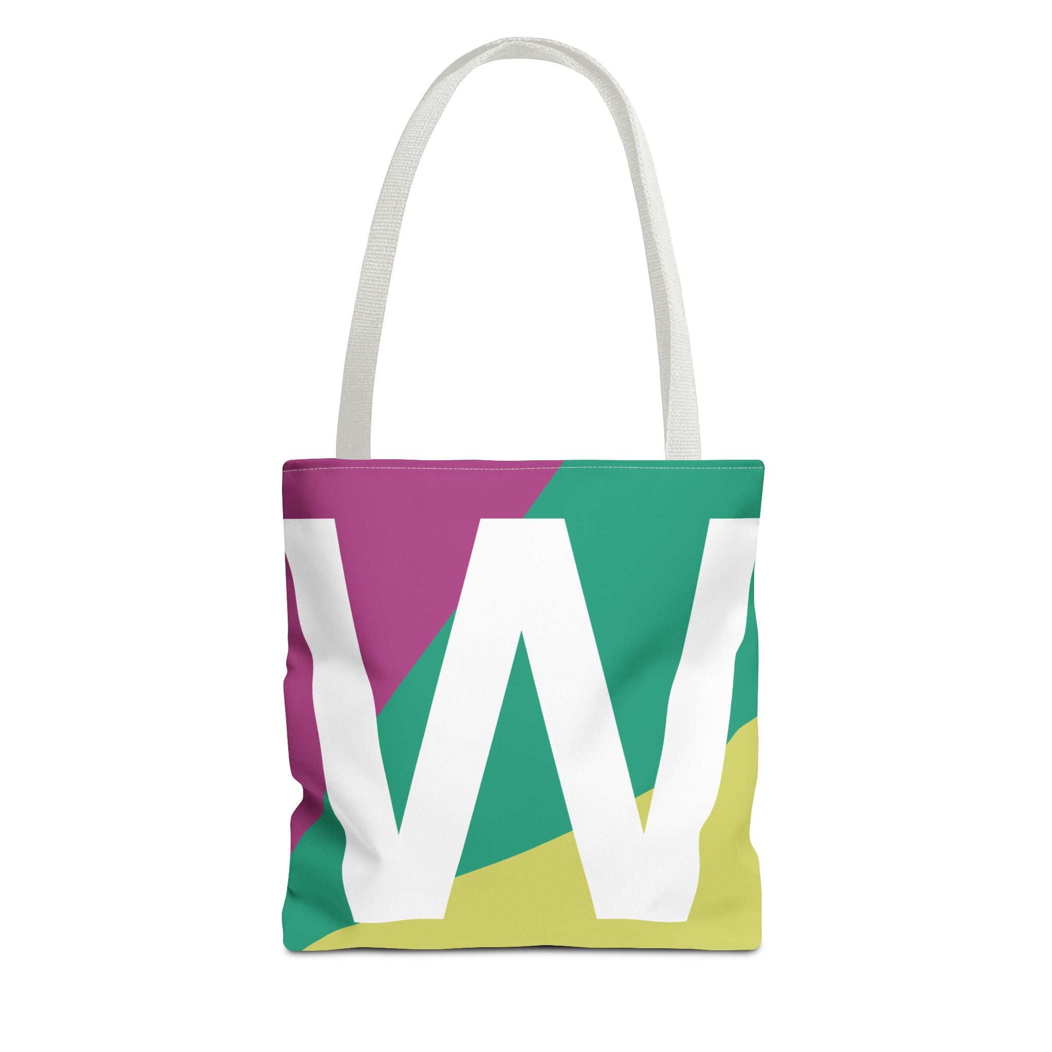 Monogram 'W' Colorblock Tote Bag — Personalized Initial W Shoulder Tote