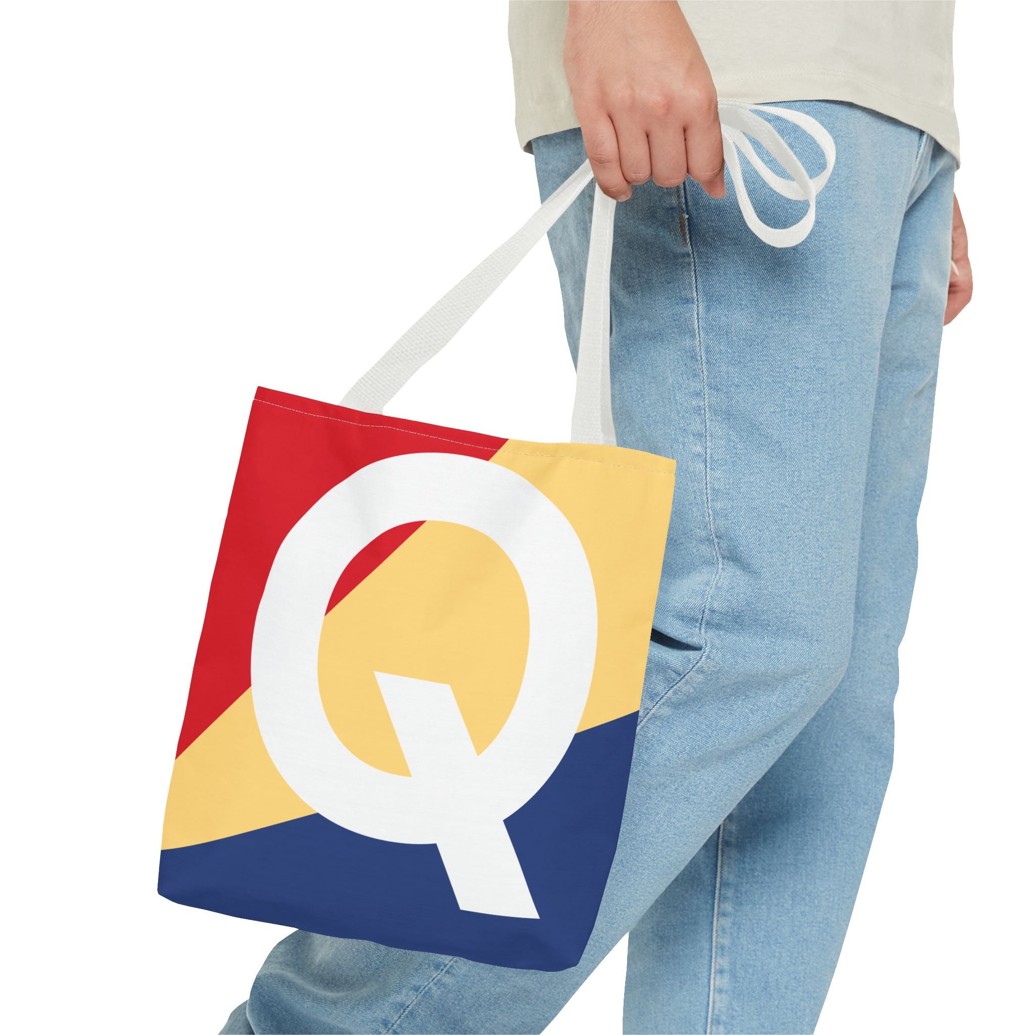 Monogram 'Q' Colorblock Tote Bag — Personalized Initial Q Shoulder Tote