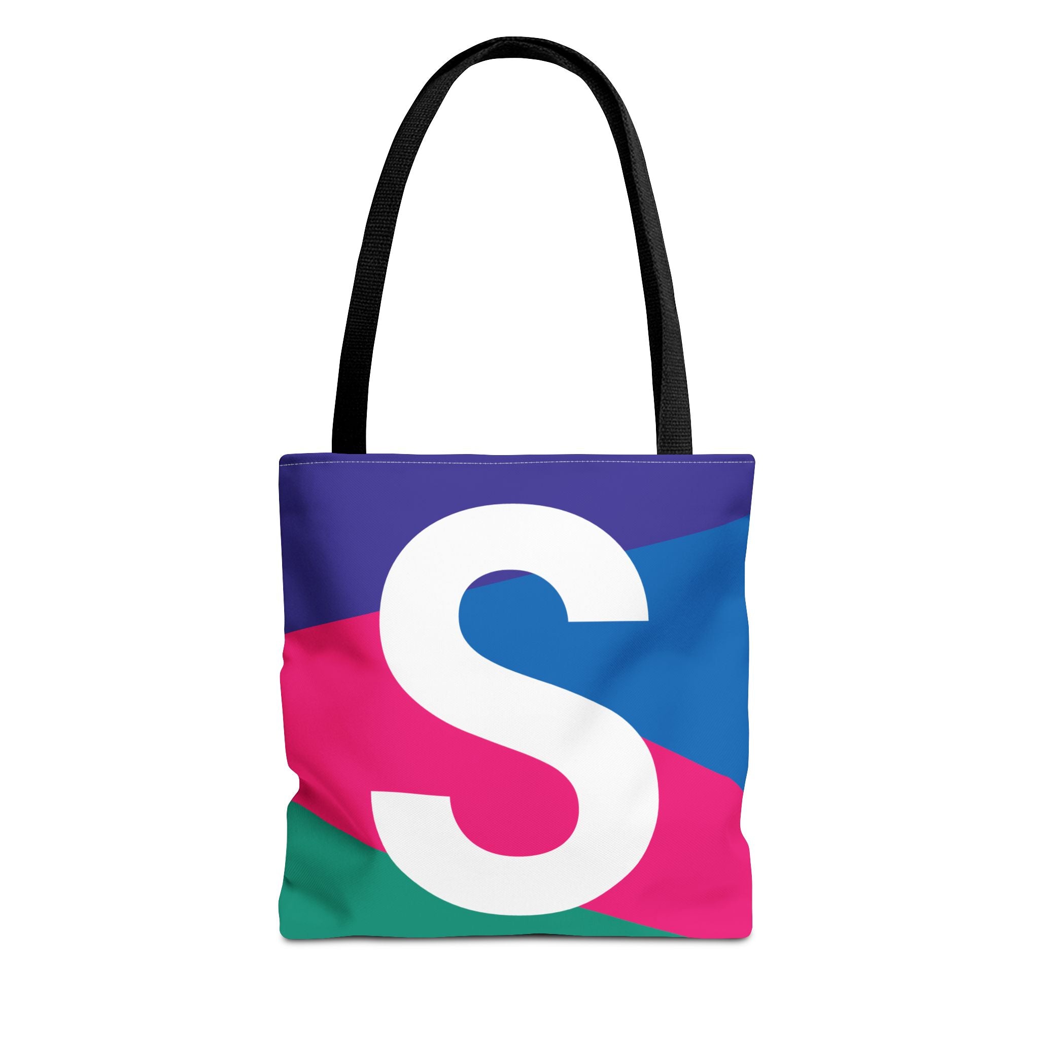 Monogram 'S' Colorblock Tote Bag — Personalized Initial S Shoulder Tote