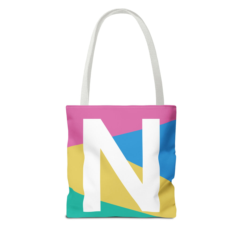 Monogram 'N' Colorblock Tote Bag — Personalized Initial N Shoulder Tote
