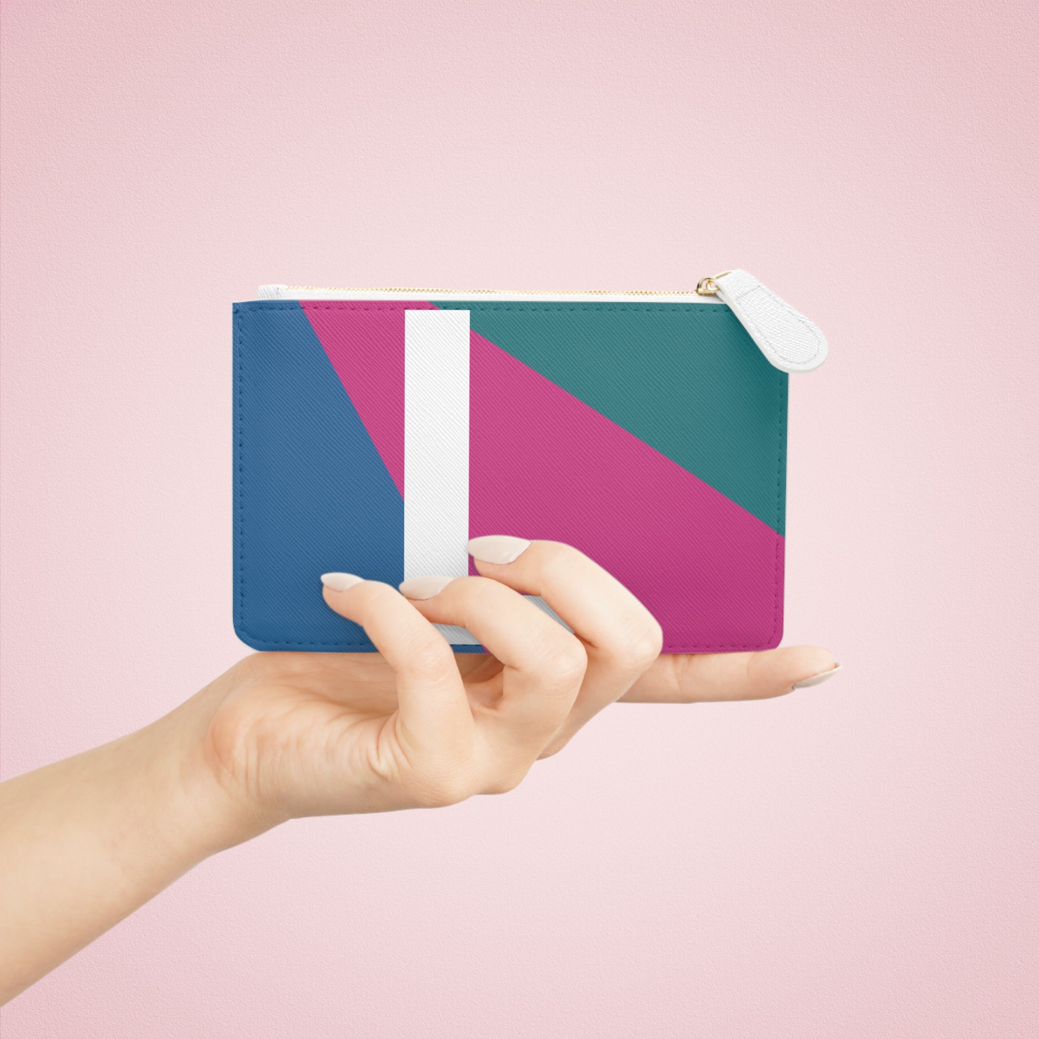 Initial L Mini Clutch — Colorblock Monogram Wristlet Wallet