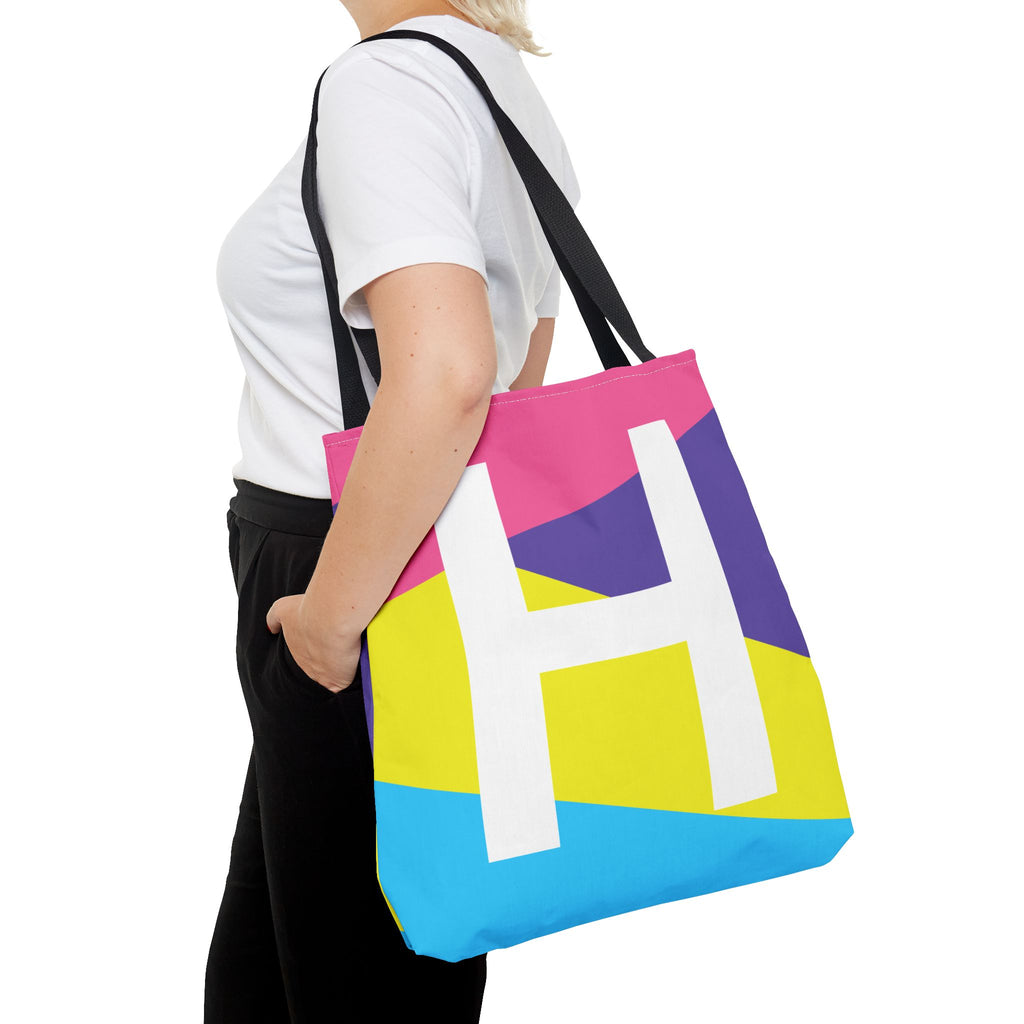 Monogram 'H' Colorblock Tote Bag — Personalized Initial H Shoulder Tote