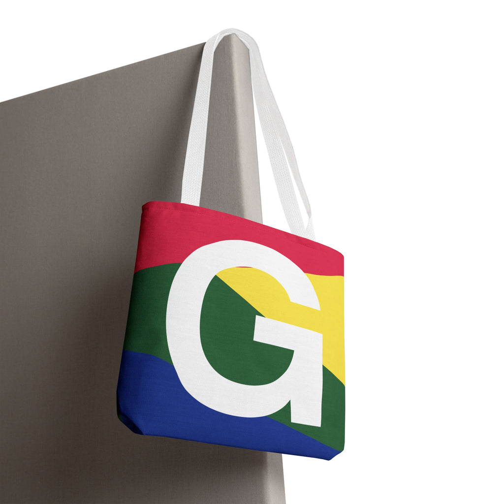 Monogram 'G' Colorblock Tote Bag — Personalized Initial G Shoulder Tote