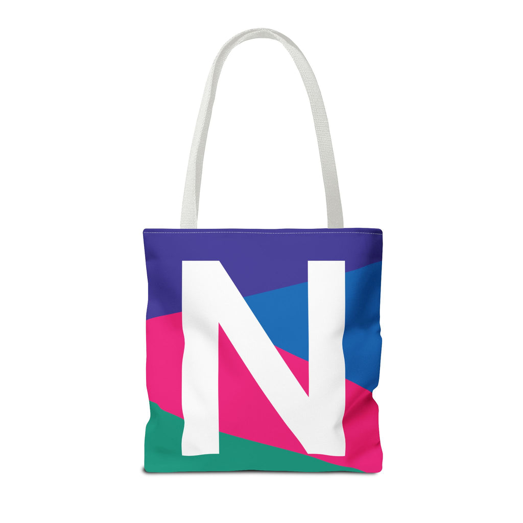 Monogram 'N' Colorblock Tote Bag — Personalized Initial N Shoulder Tote