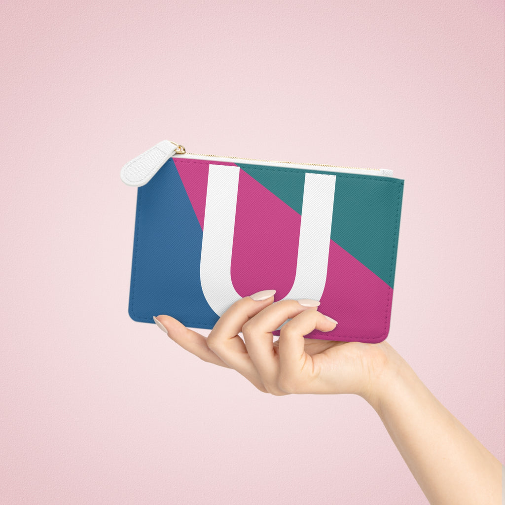 Initial U Mini Clutch — Colorblock Monogram Wristlet Wallet