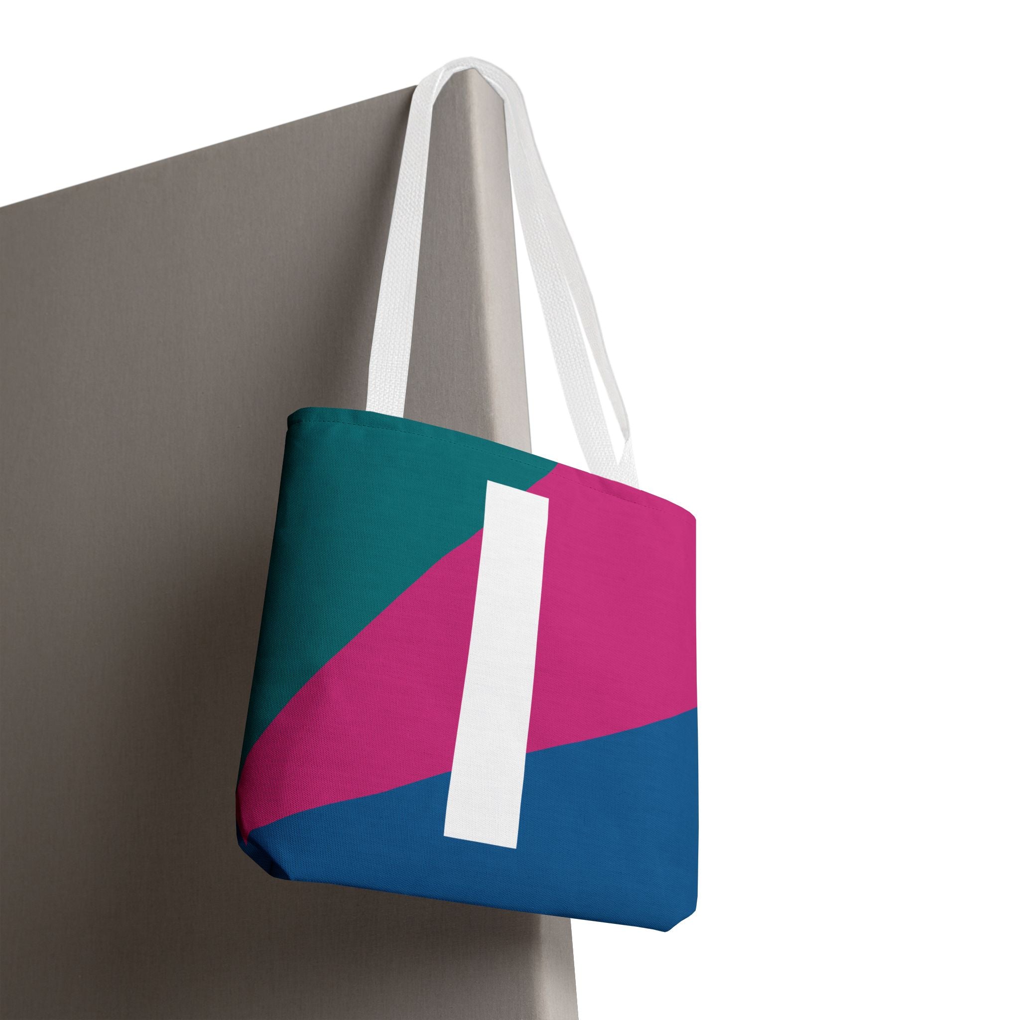 Monogram 'I' Colorblock Tote Bag — Personalized Initial I Shoulder Tote