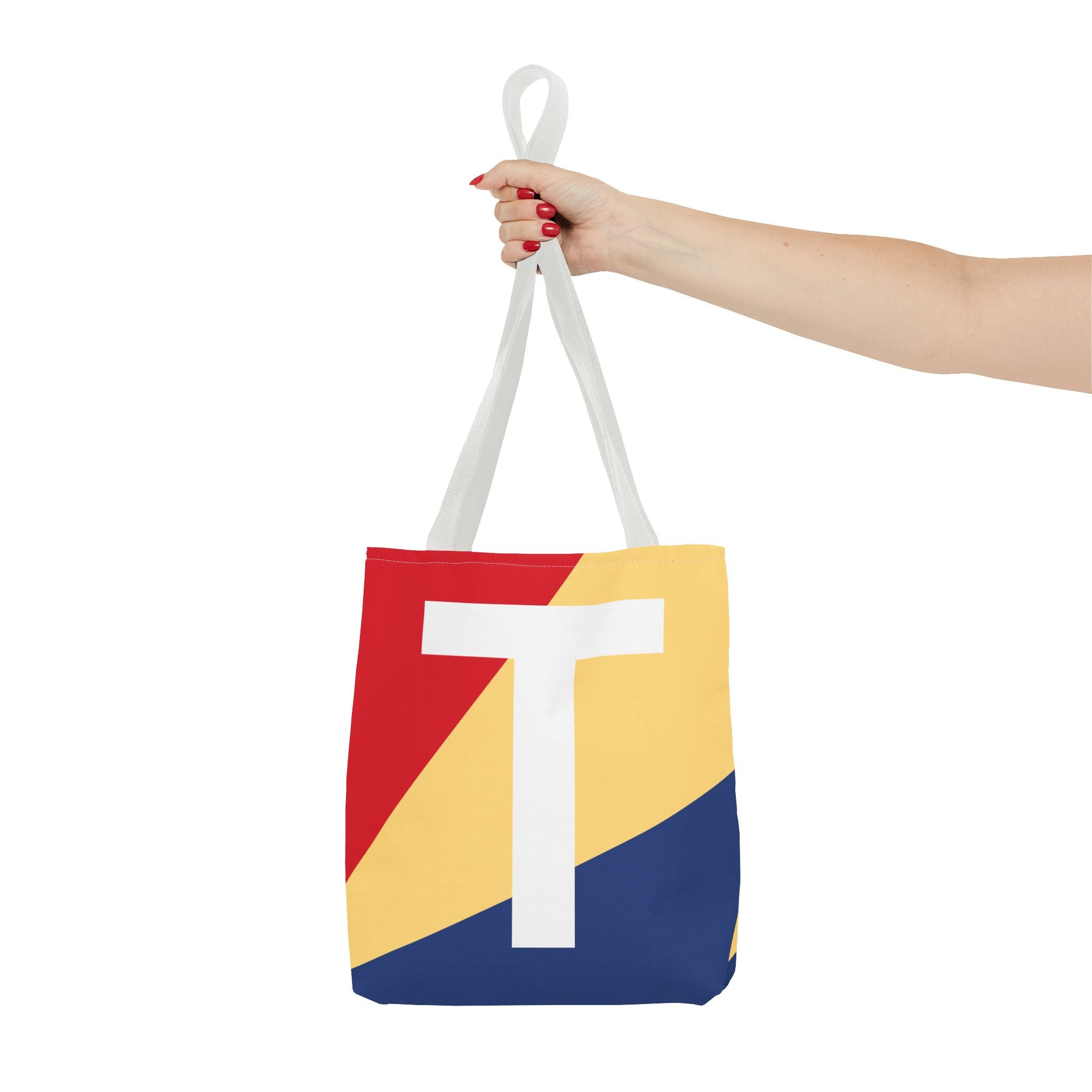 Monogram 'T' Colorblock Tote Bag — Personalized Initial T Shoulder Tote