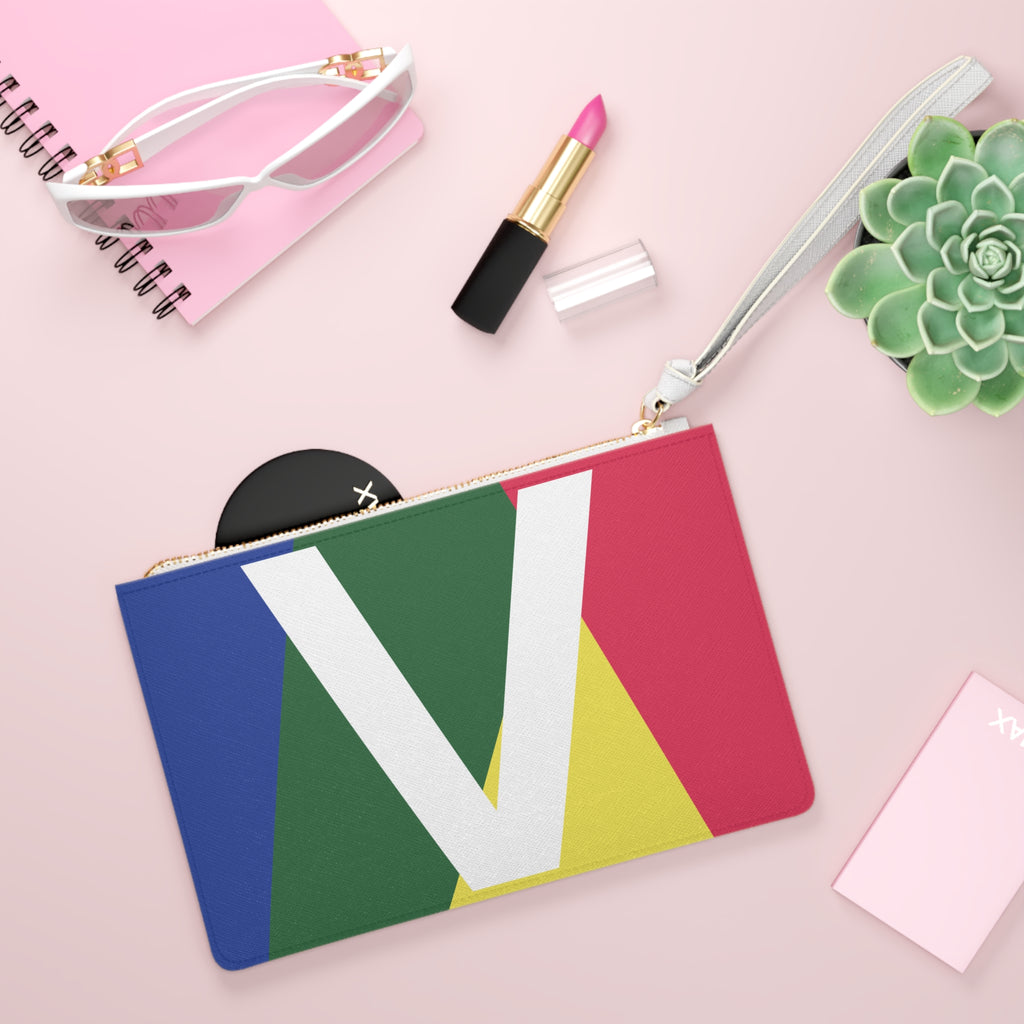Monogram 'V' Colorblock Clutch Bag — Bold Geometric Wristlet for Everyday & Gifts
