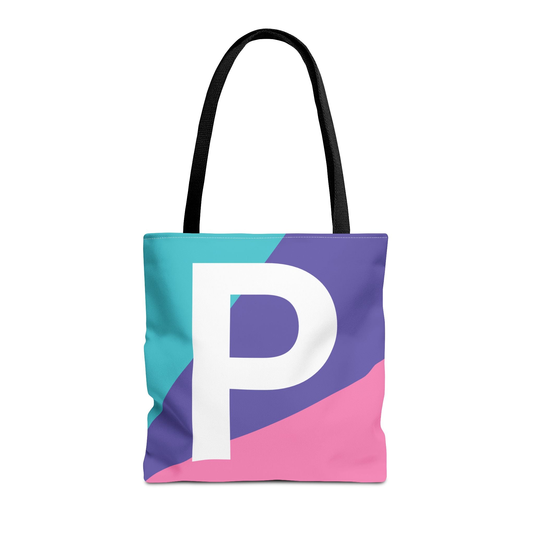 Monogram 'P' Colorblock Tote Bag — Personalized Initial P Shoulder Tote
