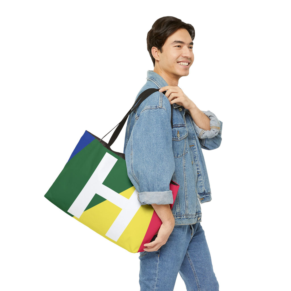 Personalized 'H' Colorblock Tote Bag — Monogram Weekender Tote