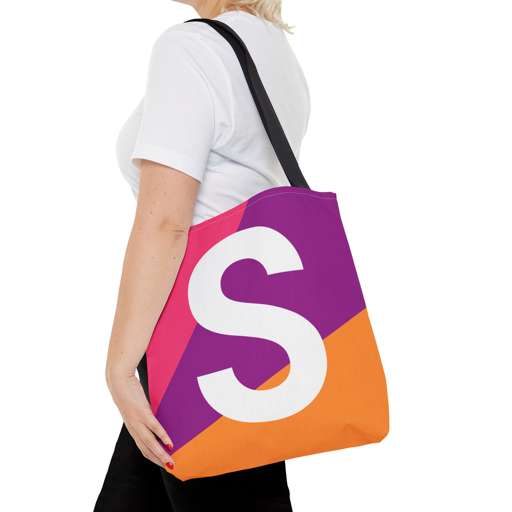 Monogram 'S' Colorblock Tote Bag — Personalized Initial S Shoulder Tote