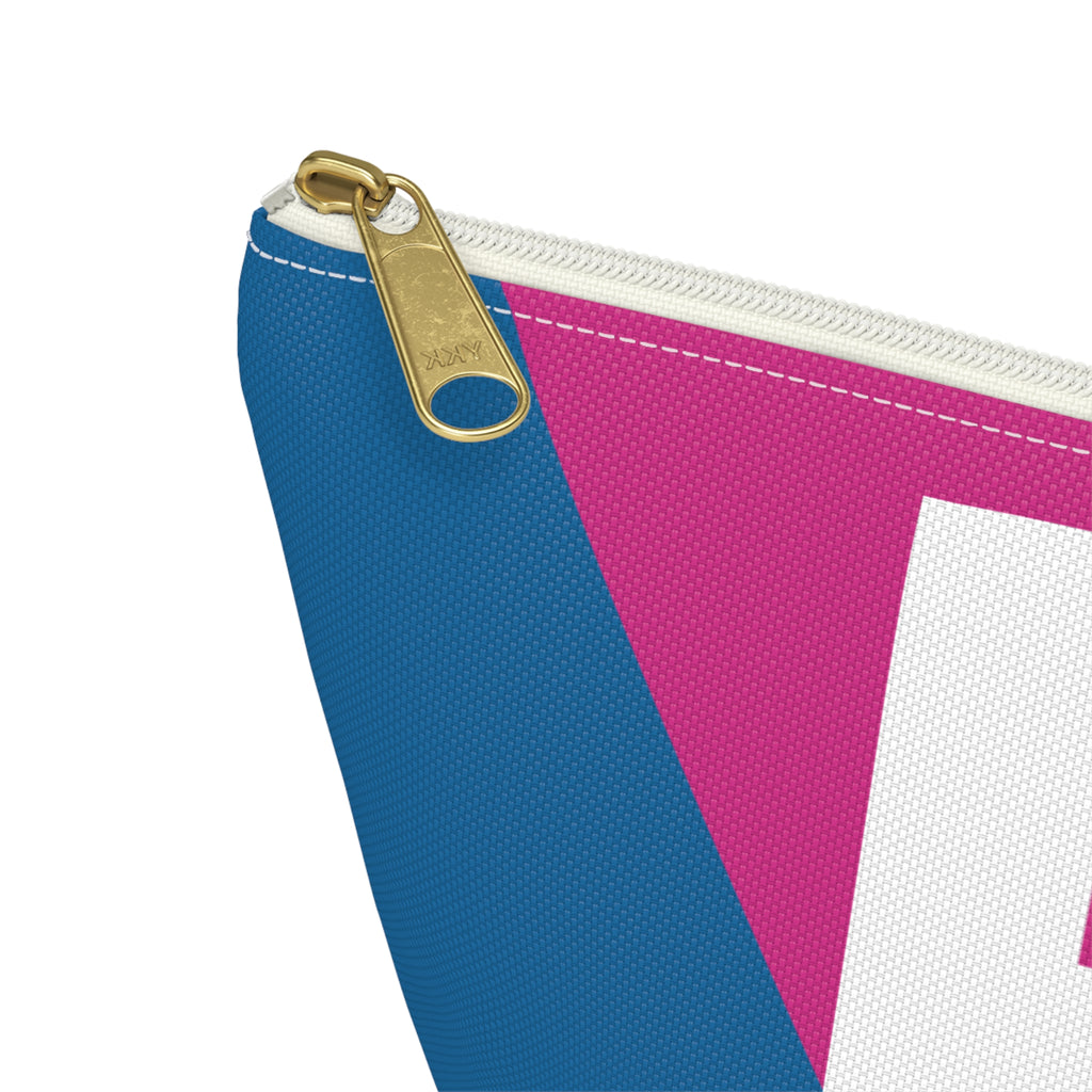 Initials Colorblock Accessory Pouch — Monogram F T-Bottom Cosmetic Bag
