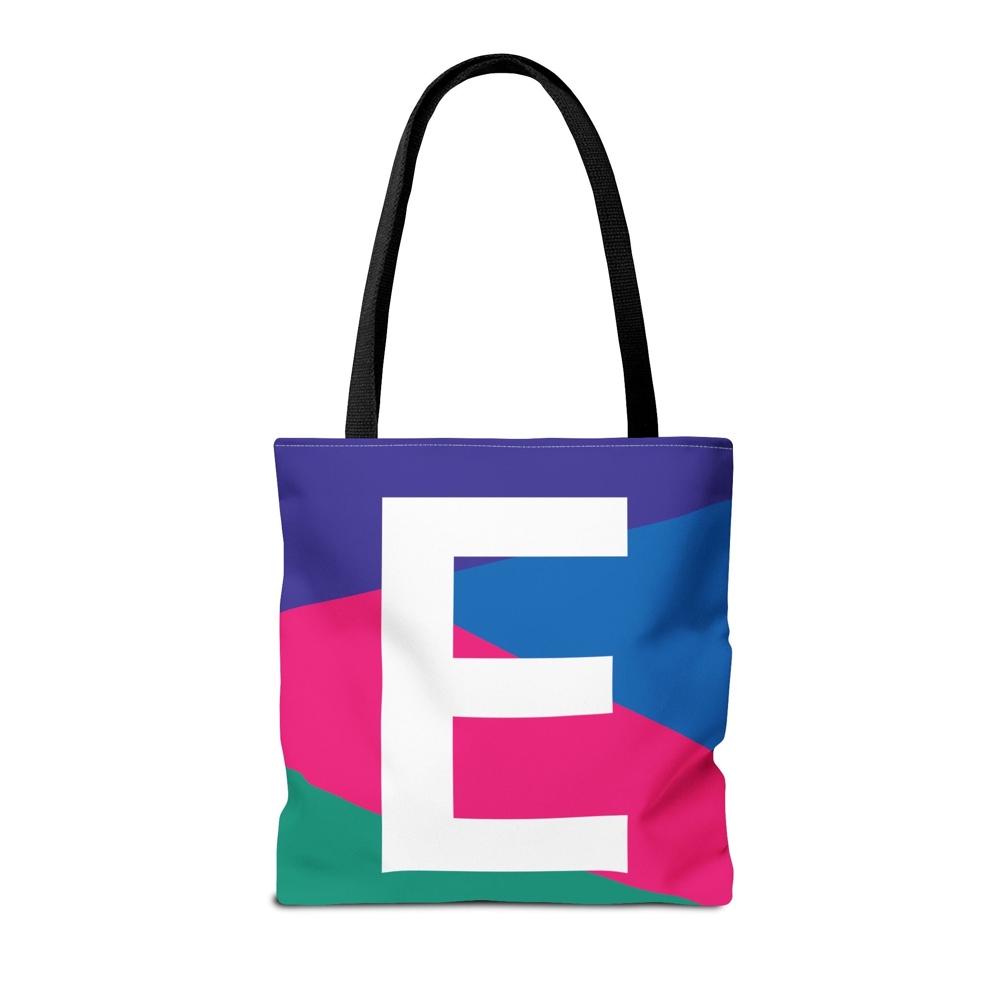 Monogram 'E' Colorblock Tote Bag — Personalized Initial E Shoulder Tote