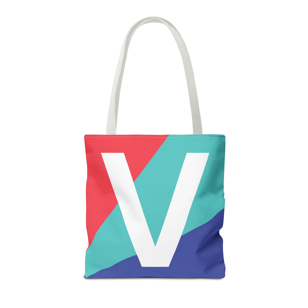 Monogram 'V' Colorblock Tote Bag — Personalized Initial V Shoulder Tote