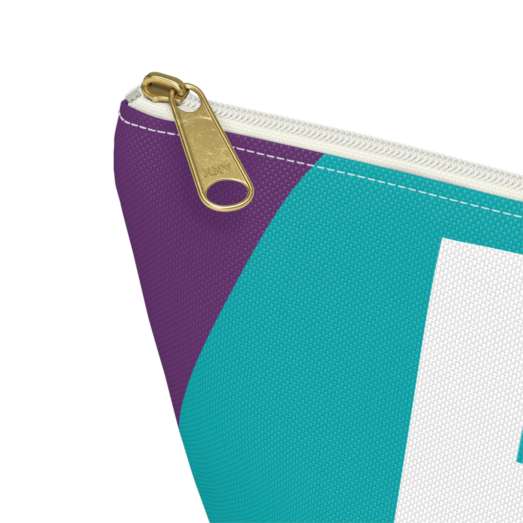 Initials Colorblock Accessory Pouch — Monogram F T-Bottom Cosmetic Bag