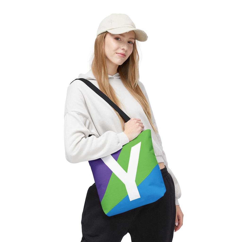 Monogram 'Y' Colorblock Tote Bag — Personalized Initial Y Shoulder Tote
