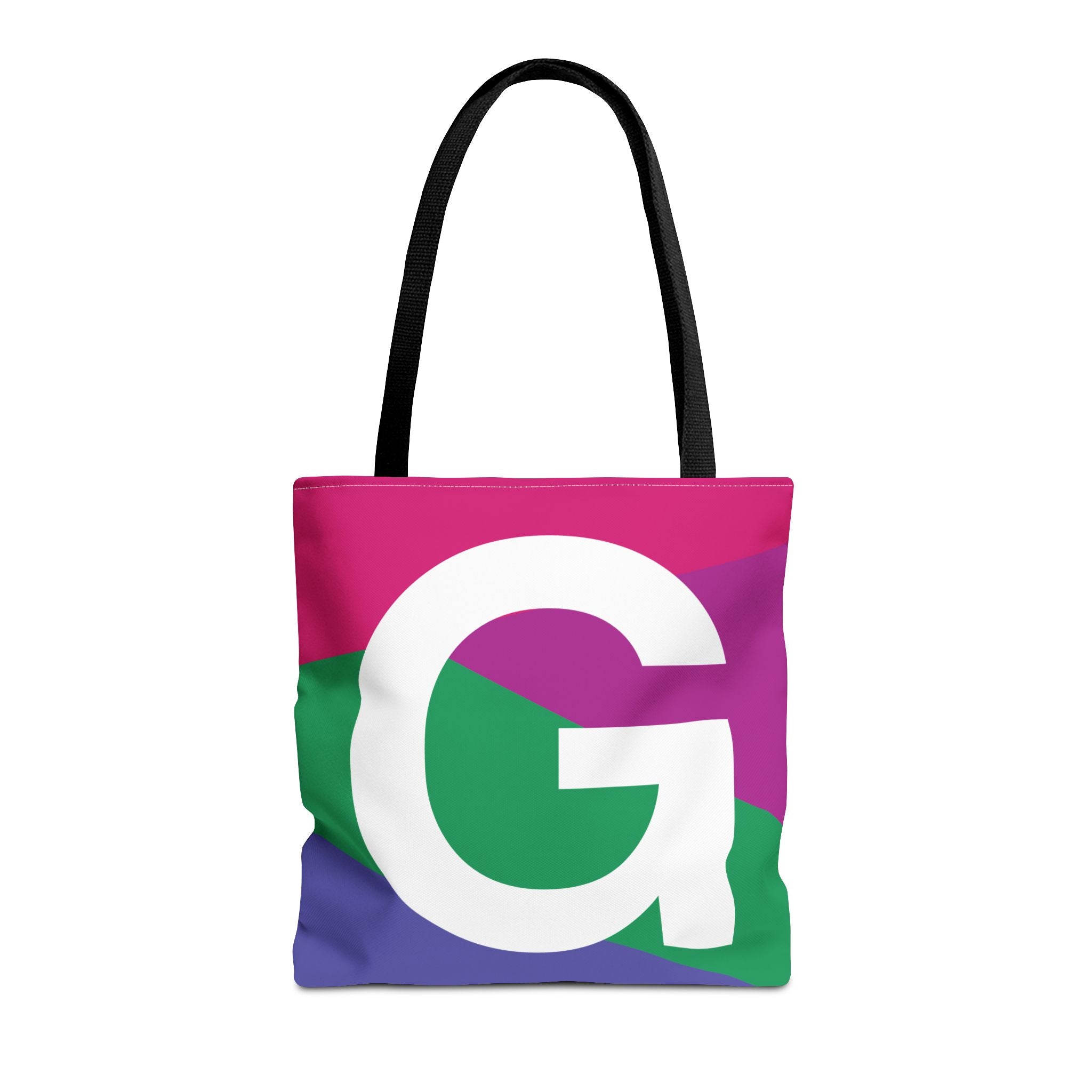 Monogram 'G' Colorblock Tote Bag — Personalized Initial G Shoulder Tote