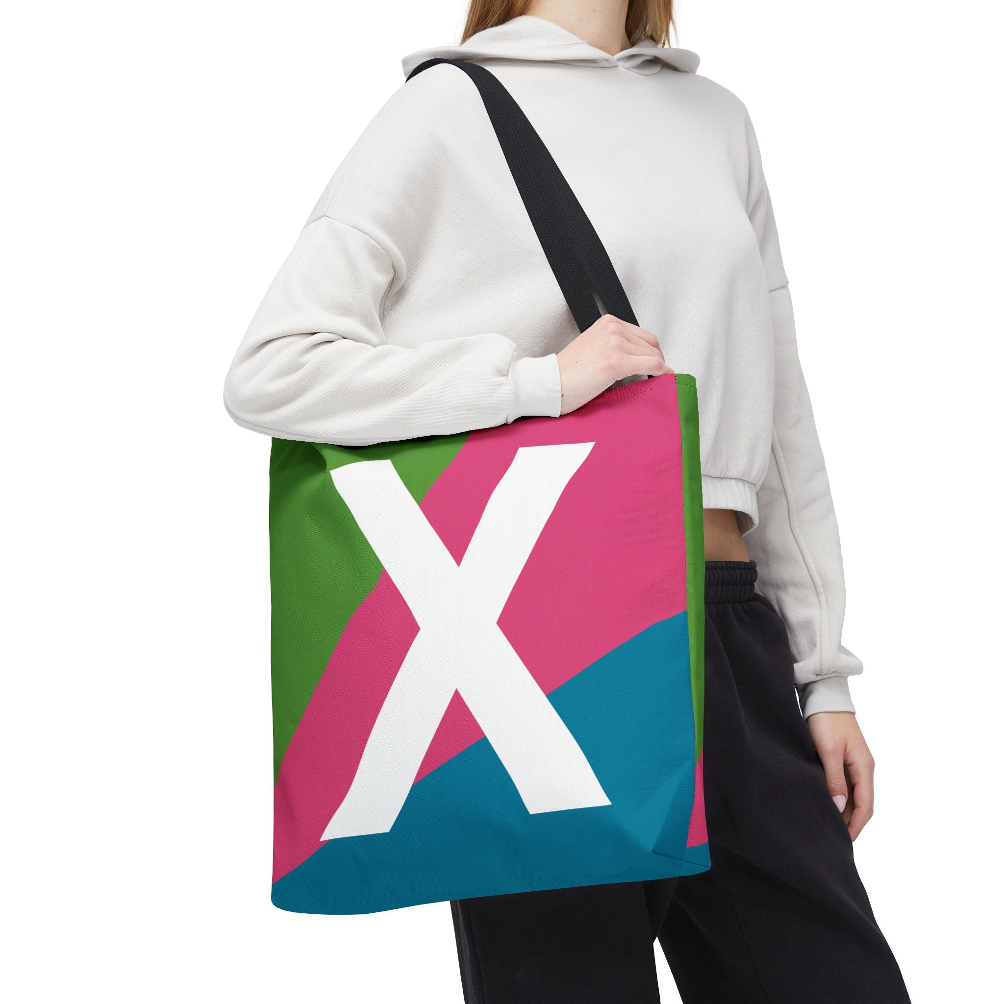 Monogram 'X' Colorblock Tote Bag — Personalized Initial X Shoulder Tote