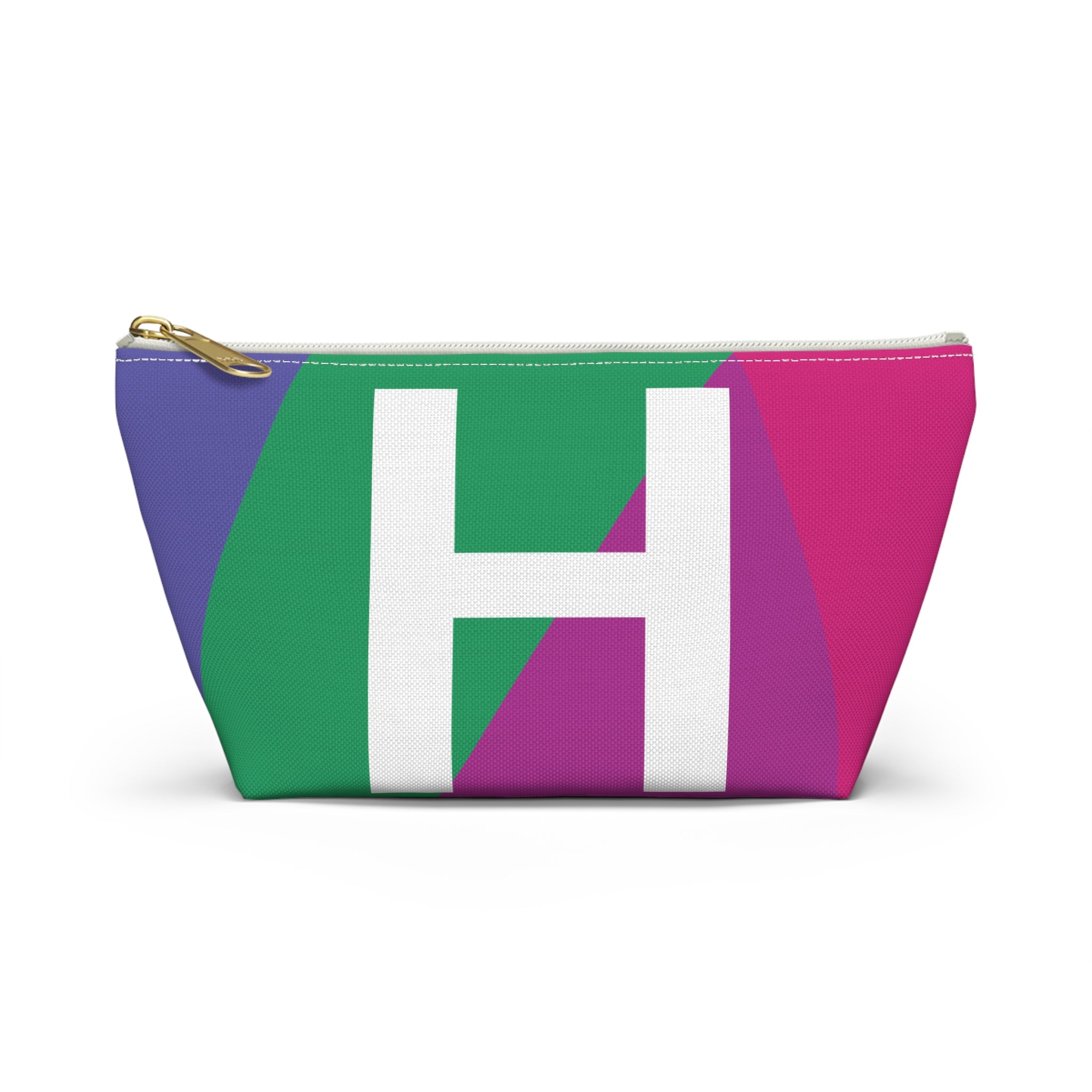 Initials Colorblock Accessory Pouch — Monogram H T-Bottom Cosmetic Bag