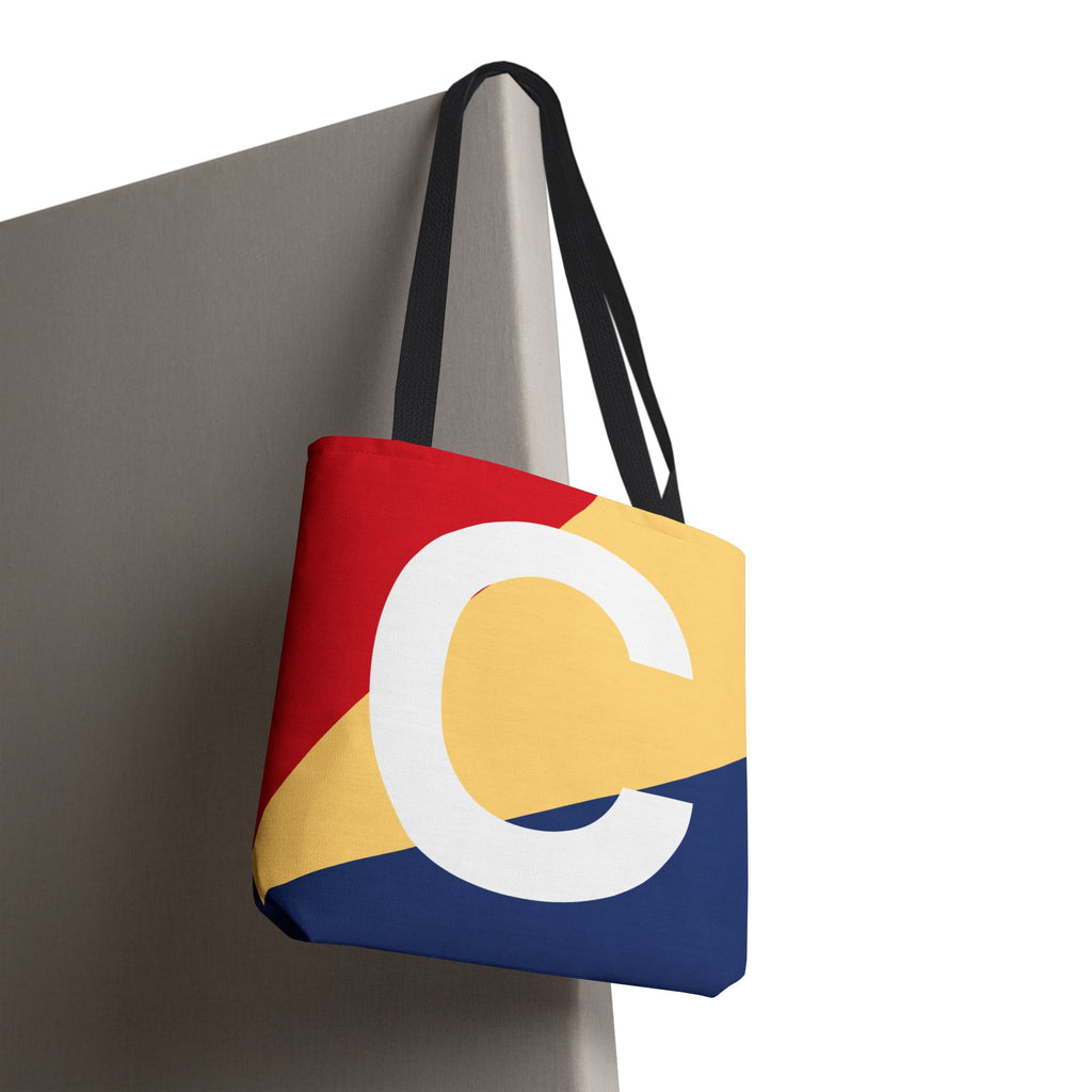 Monogram 'C' Colorblock Tote Bag — Personalized Initial C Shoulder Tote