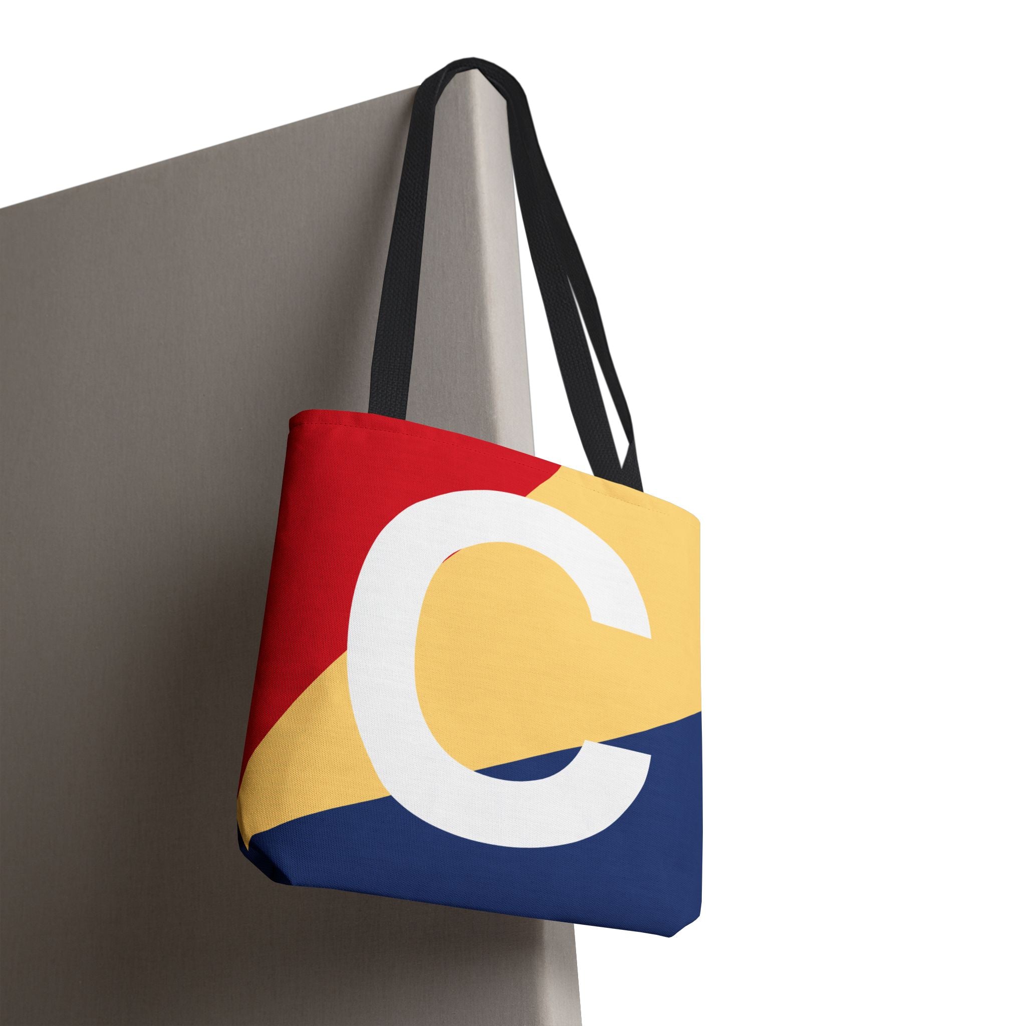 Monogram 'C' Colorblock Tote Bag — Personalized Initial C Shoulder Tote