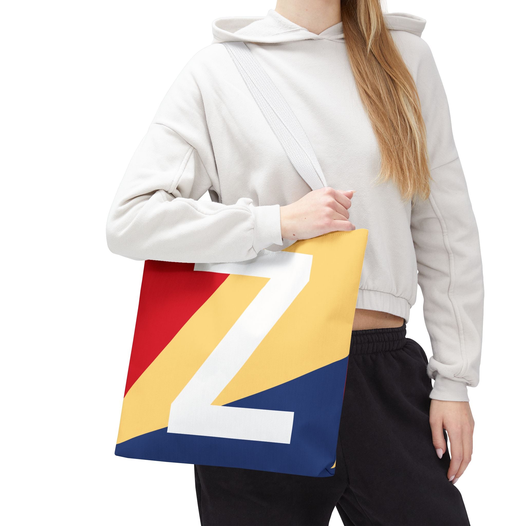 Monogram 'Z' Colorblock Tote Bag — Personalized Initial Z Shoulder Tote