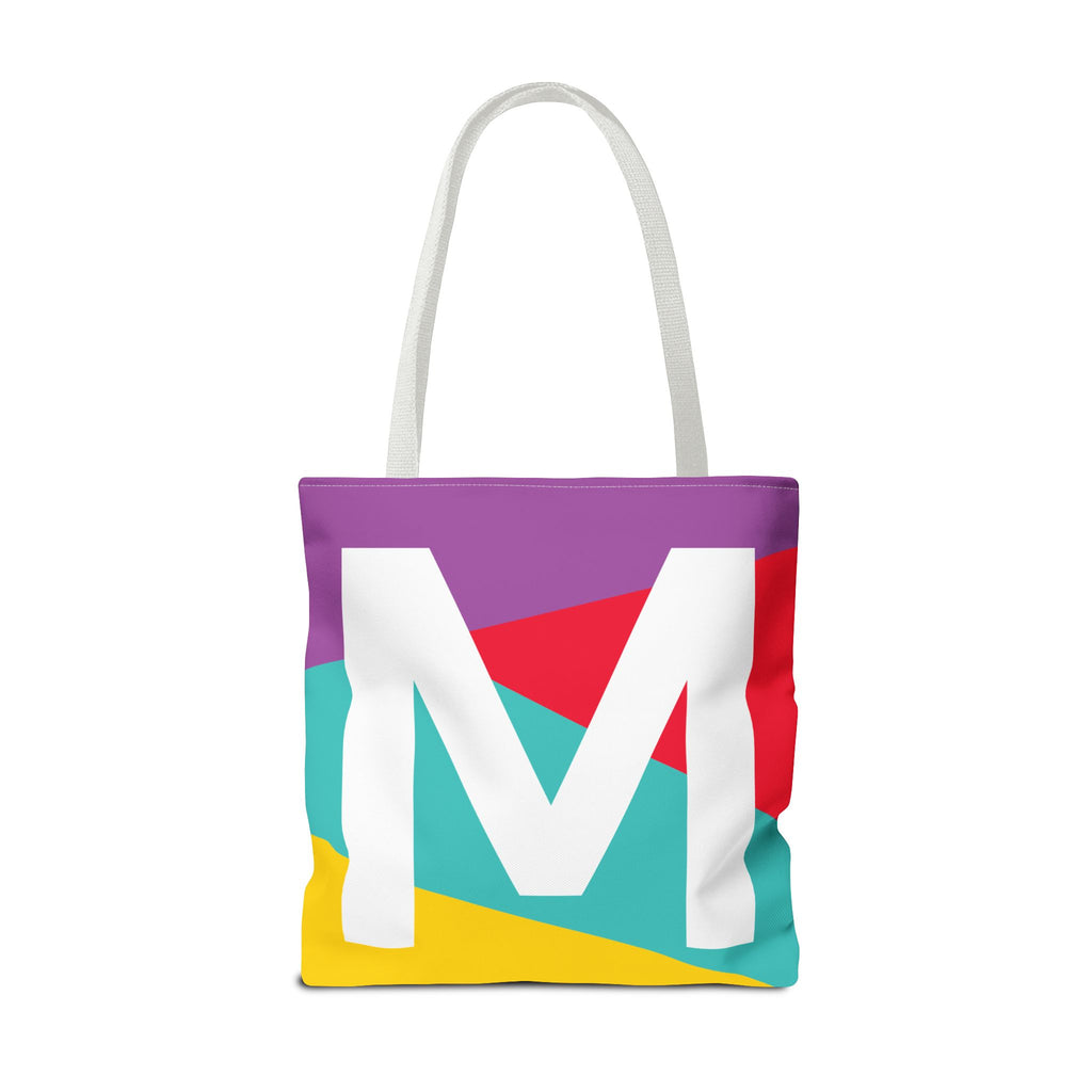 Monogram 'M' Colorblock Tote Bag — Personalized Initial M Shoulder Tote