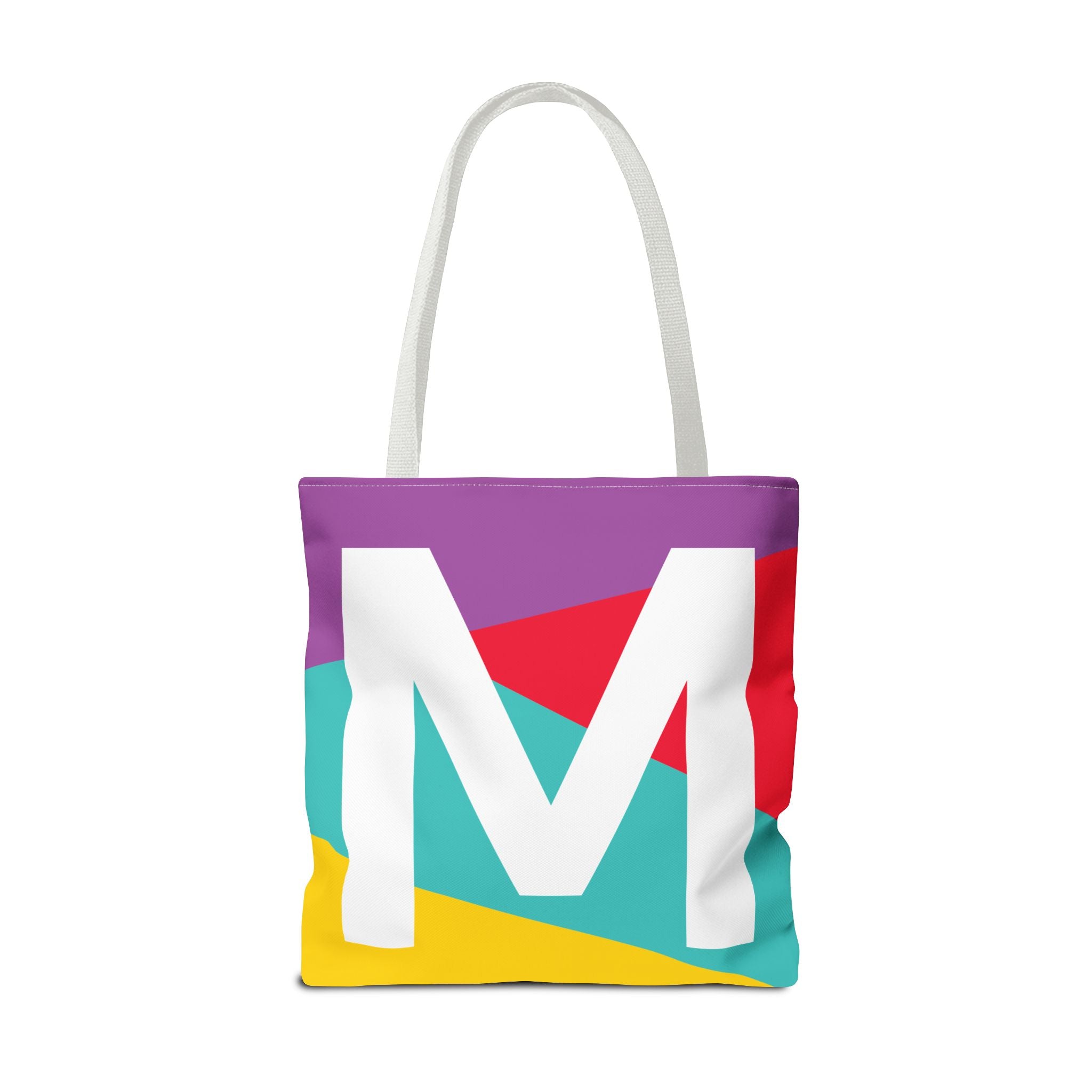 Monogram 'M' Colorblock Tote Bag — Personalized Initial M Shoulder Tote