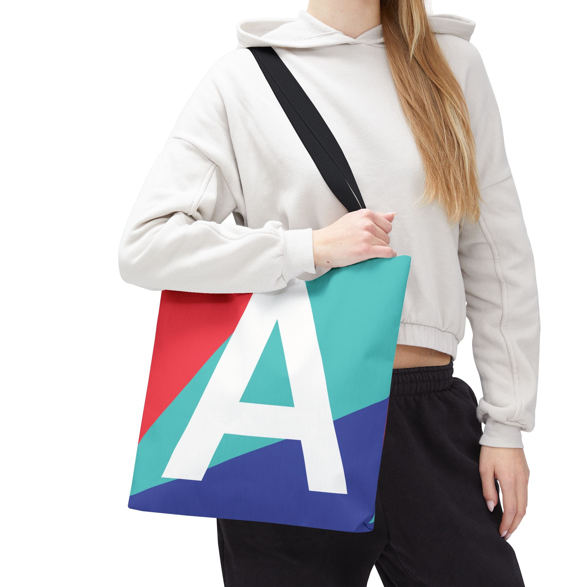 Monogram 'A' Colorblock Tote Bag — Personalized Initial A Shoulder Tote