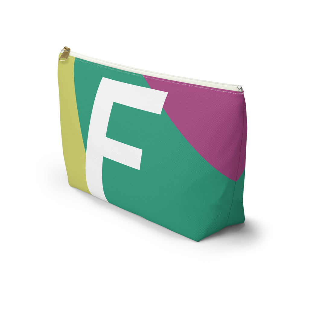 Initials Colorblock Accessory Pouch — Monogram F T-Bottom Cosmetic Bag