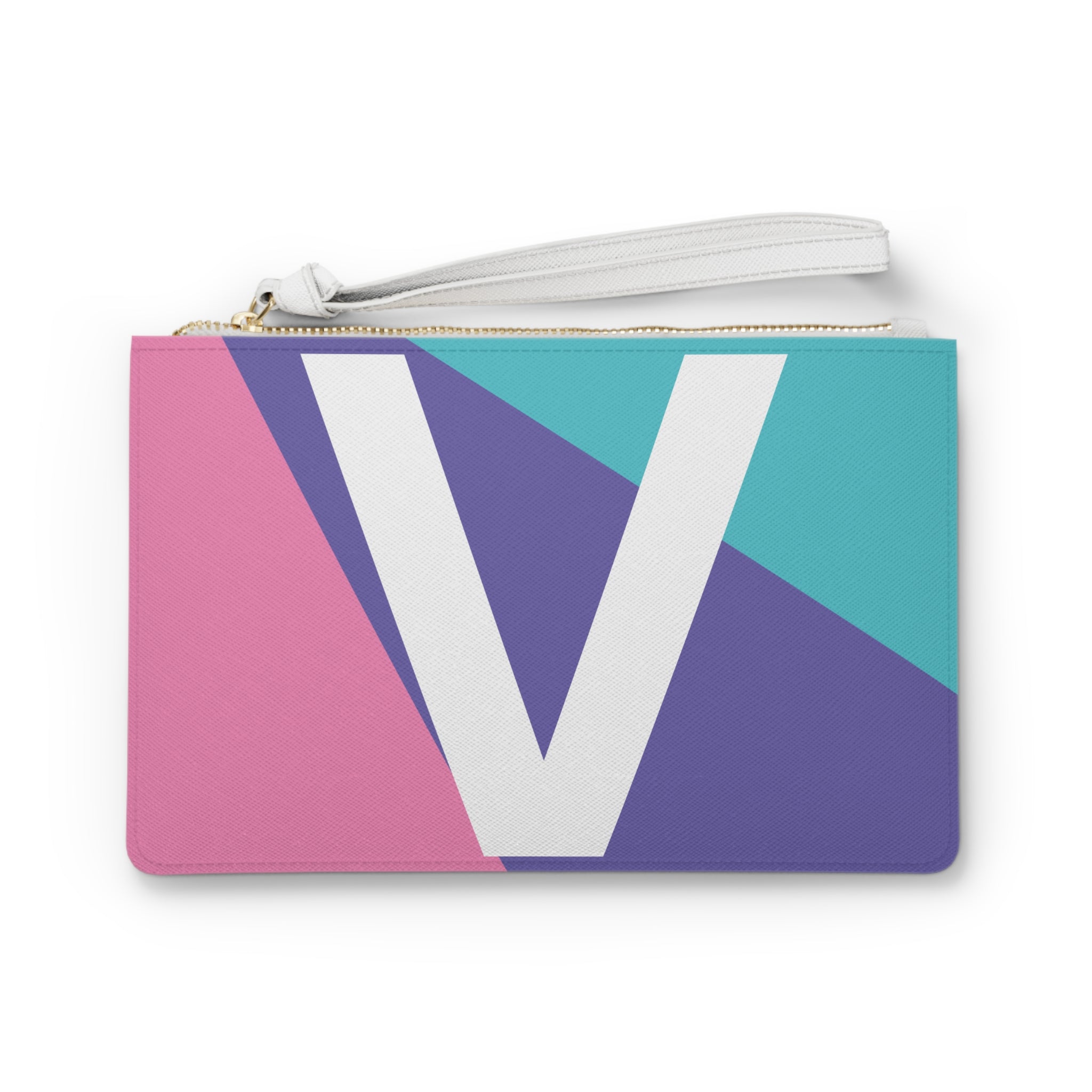 Monogram 'V' Colorblock Clutch Bag — Bold Geometric Wristlet for Everyday & Gifts